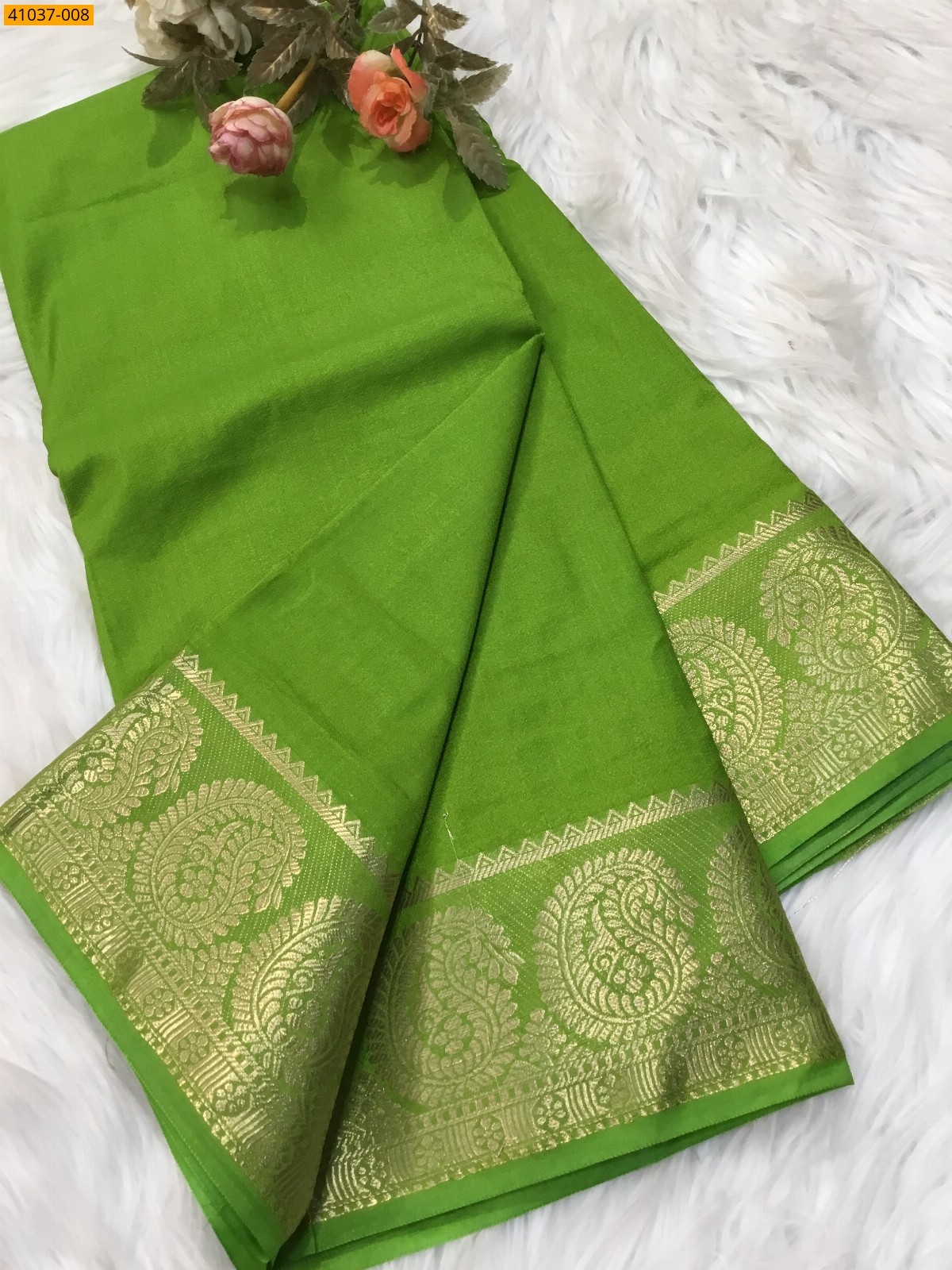Green Viscose Warm Soft Crepe Silk Saree