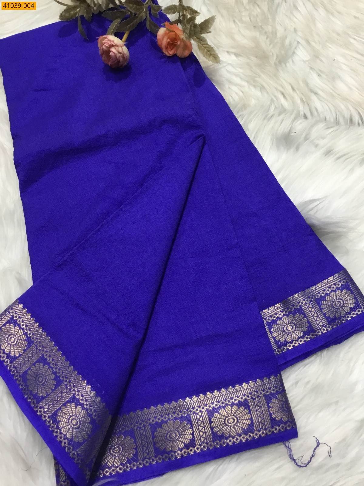Royal Blue Viscose Warm Soft Crepe Silk Saree