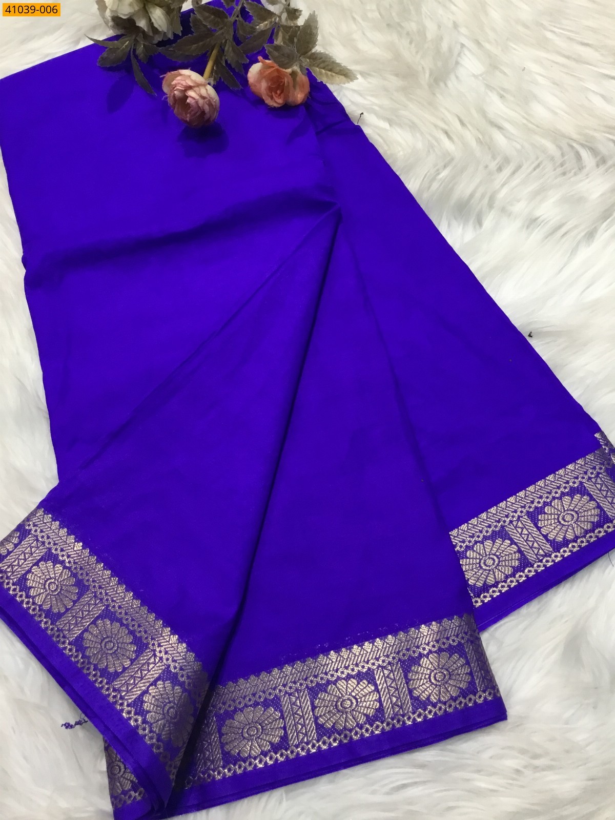 Royal Blue Viscose Warm Soft Crepe Silk Saree