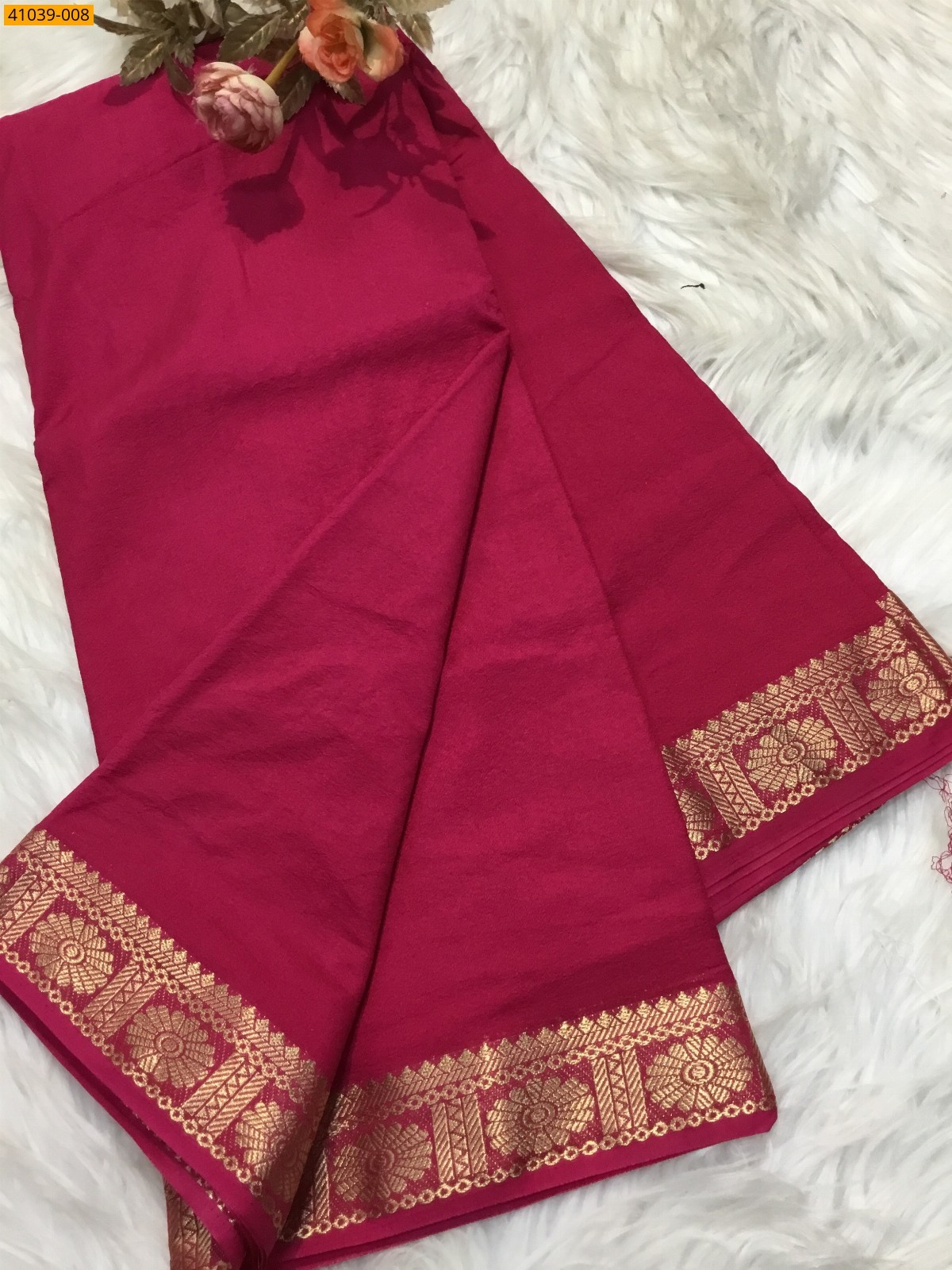 Pink Viscose Warm Soft Crepe Silk Saree