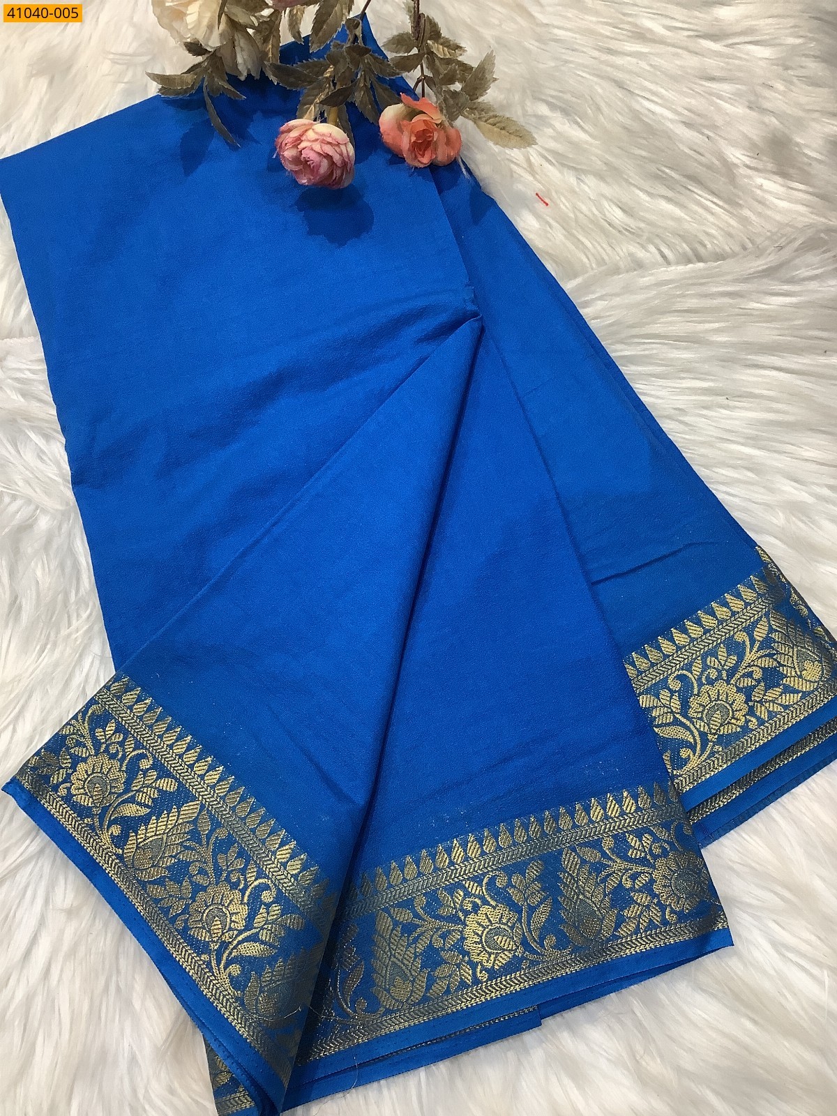 Blue Viscose Warm Soft Crepe Silk Saree