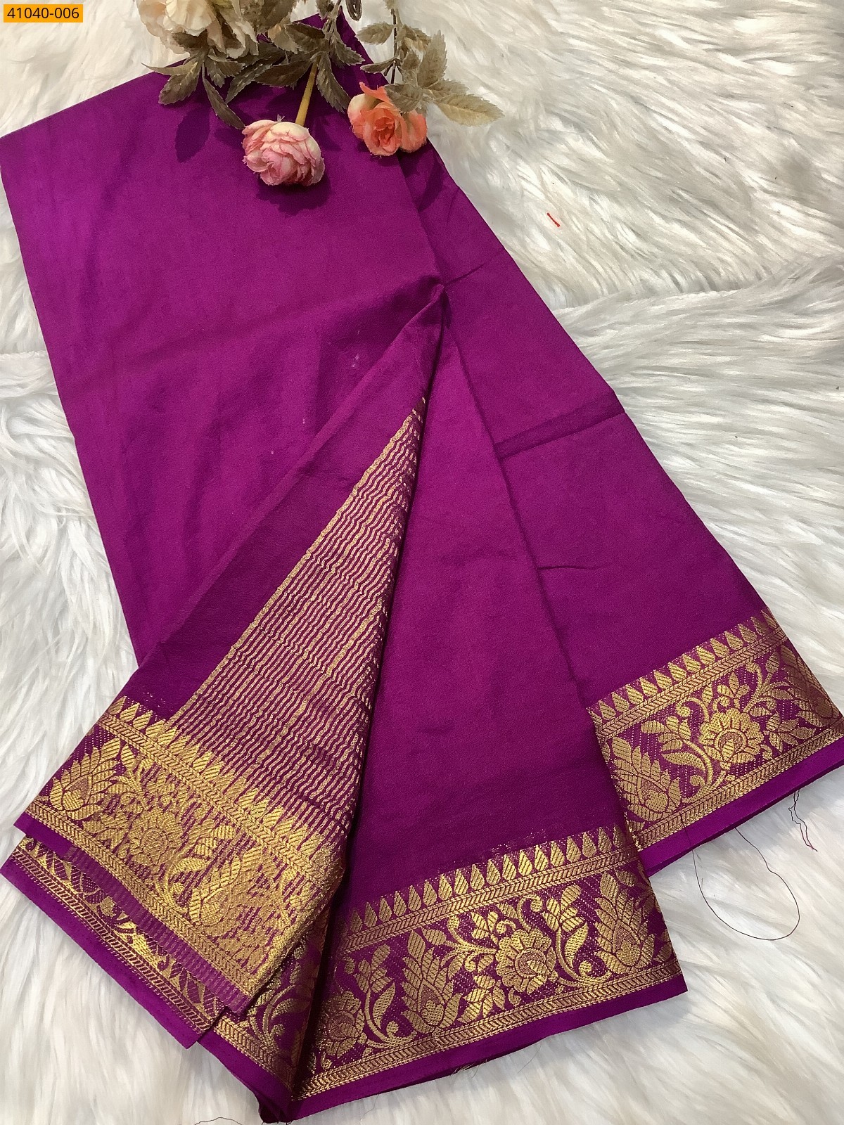 Purple Viscose Warm Soft Crepe Silk Saree