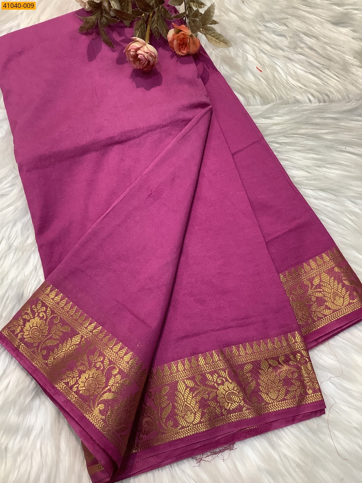 Pink Viscose Warm Soft Crepe Silk Saree