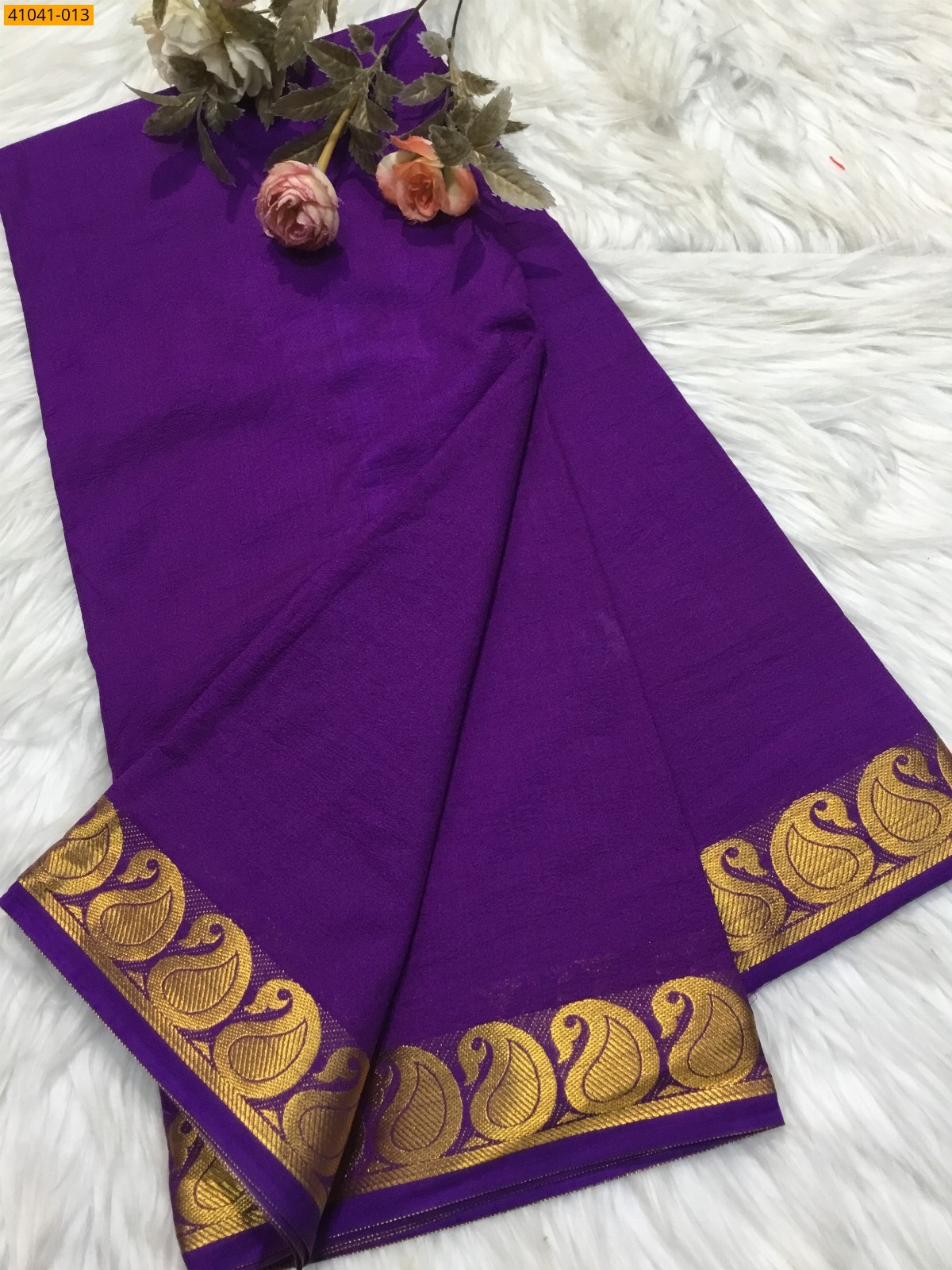 Purple Viscose Warm Soft Crepe Silk Saree