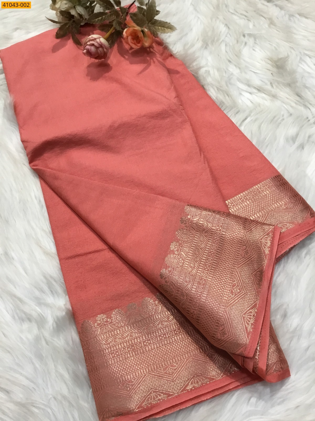 Orange Viscose Warm Crepe Silk Saree