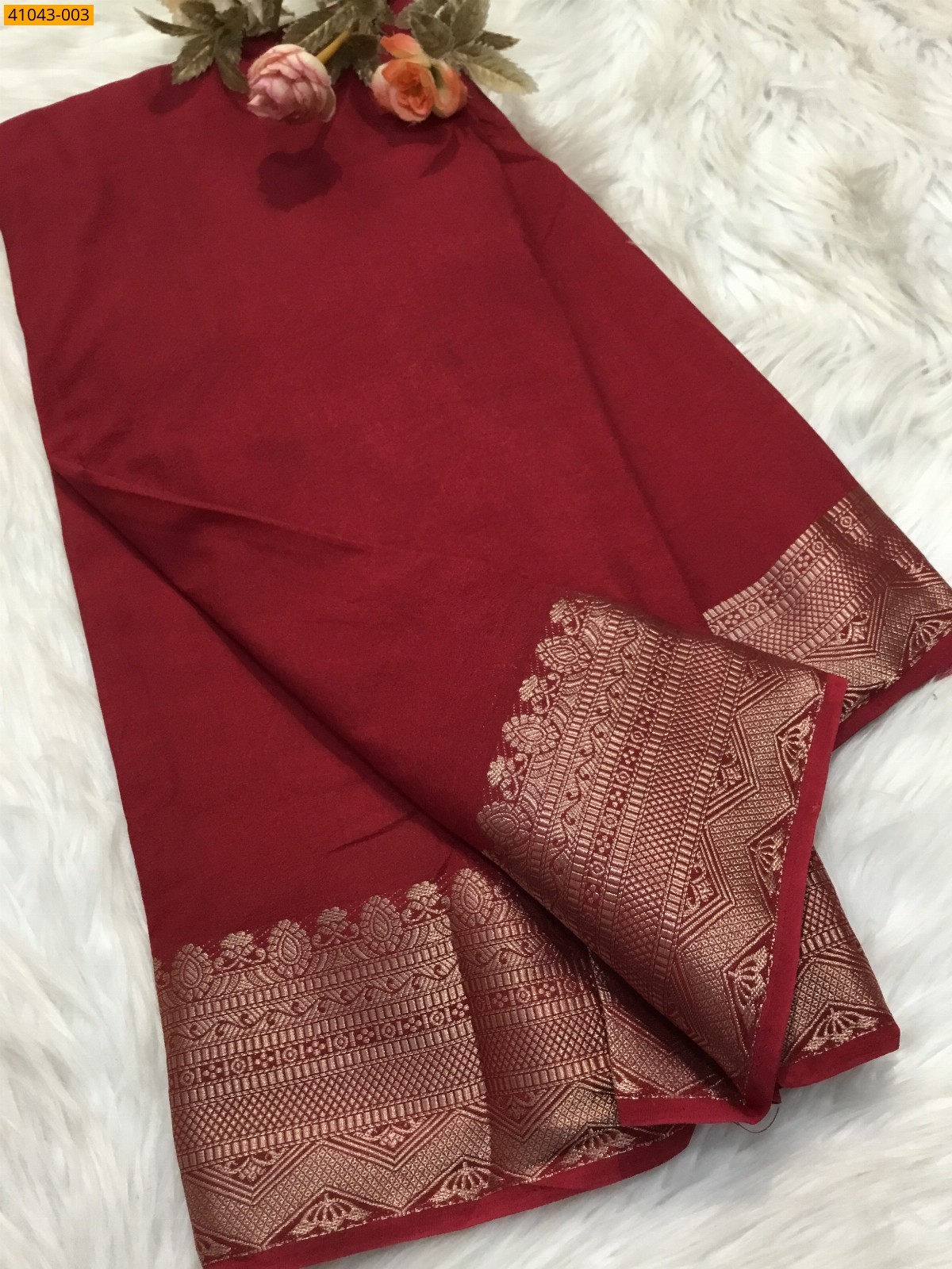 Maroon Viscose Warm Crepe Silk Saree