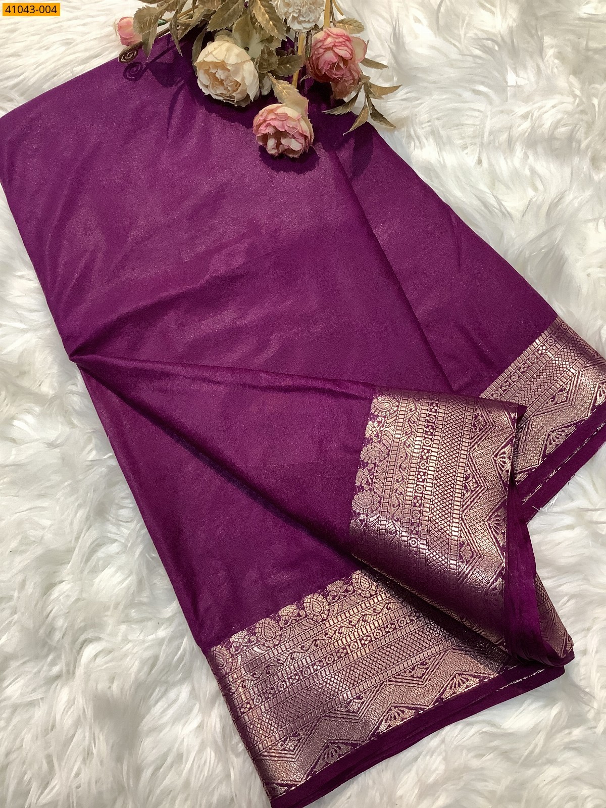 Purple Viscose Warm Crepe Silk Saree