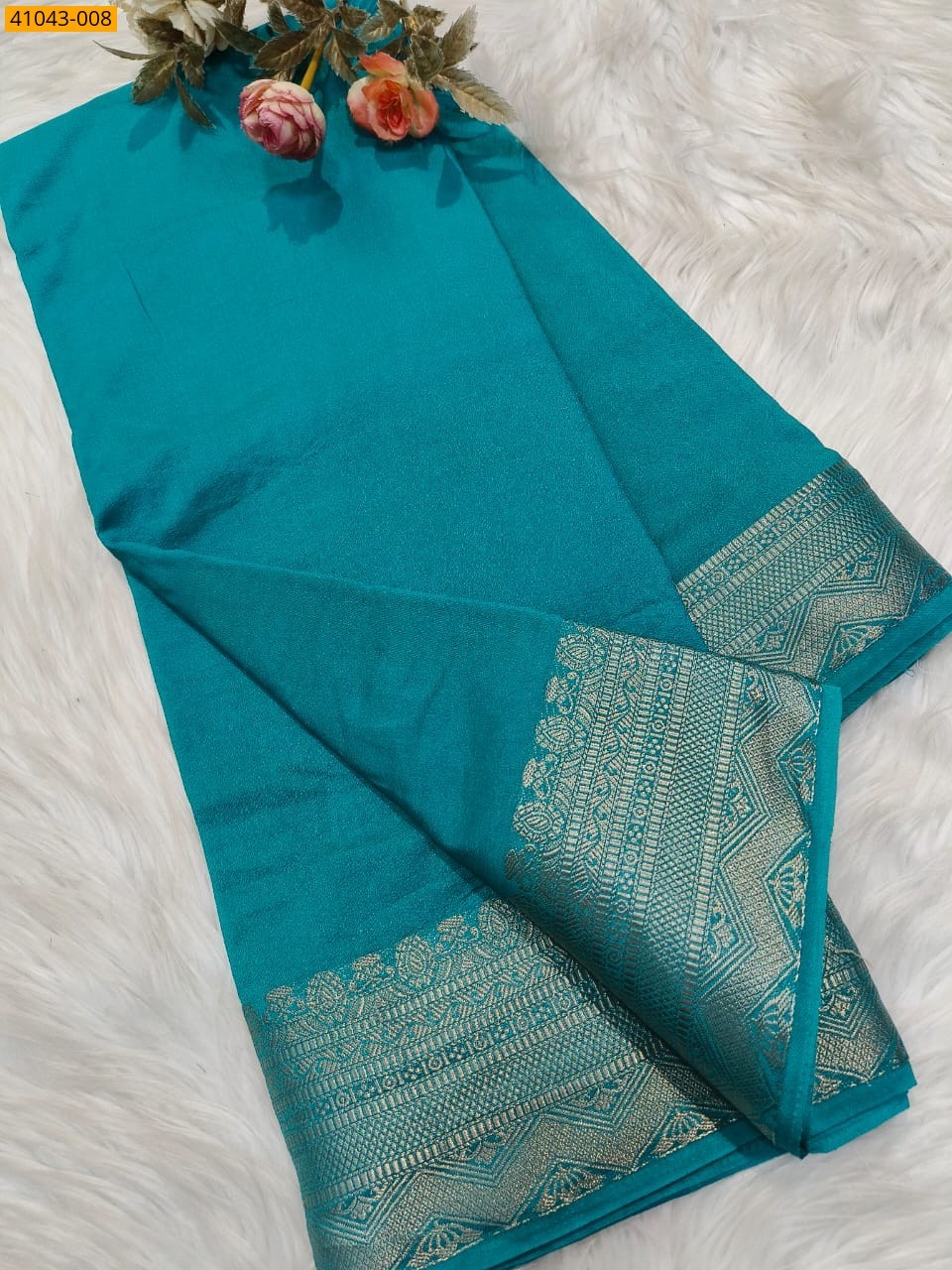 Blue Viscose Warm Crepe Silk Saree