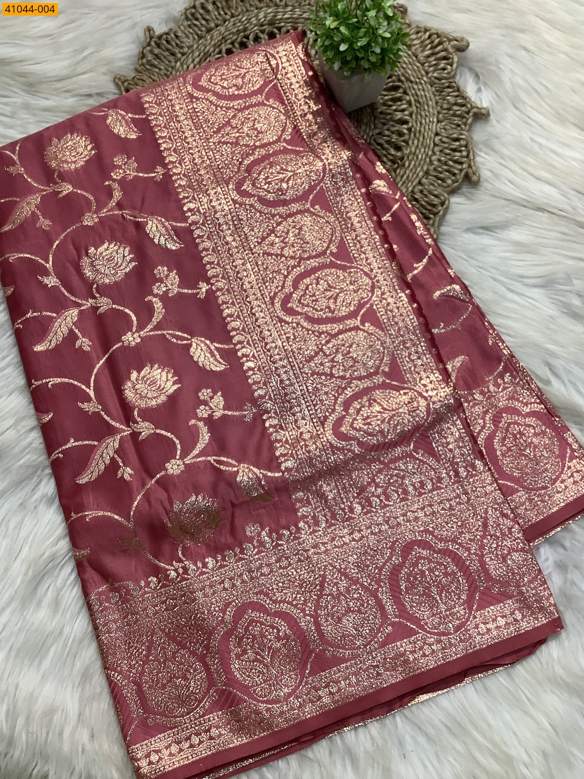 Pink Banarasi Satin Silk Sarees