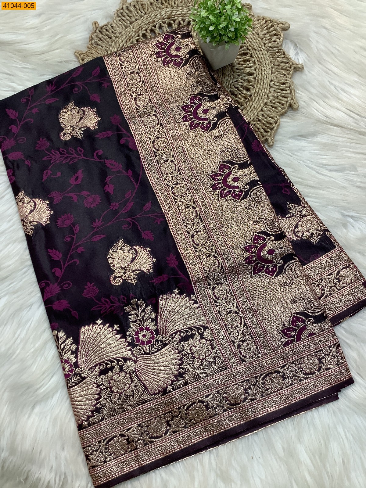 Green Banarasi Satin Silk Sarees