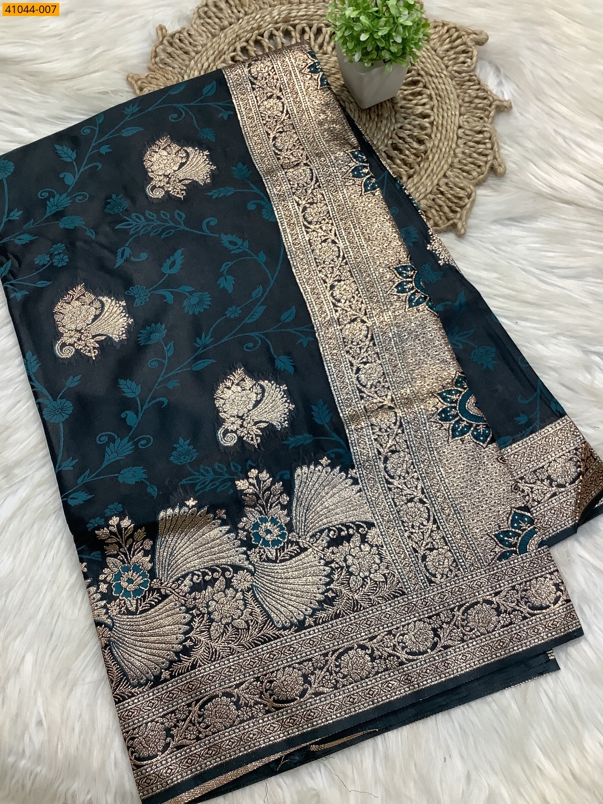 Green Banarasi Satin Silk Sarees