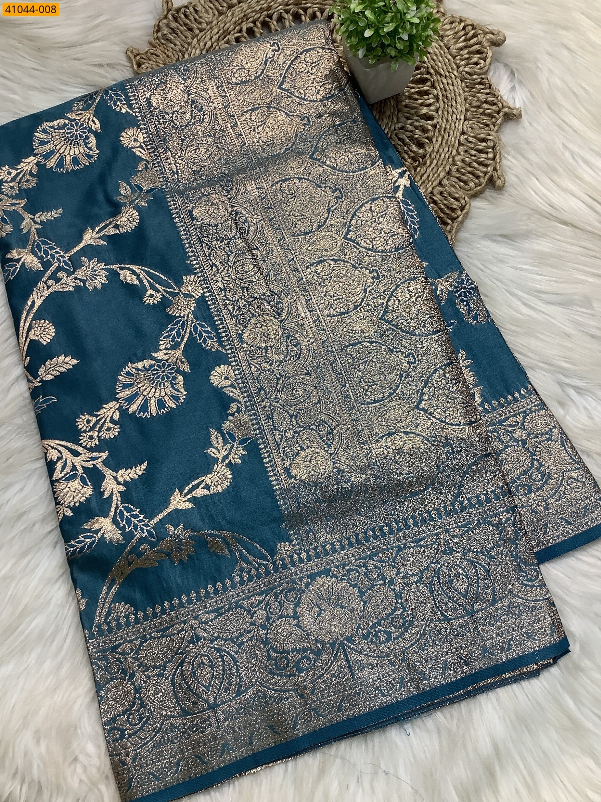 Blue Banarasi Satin Silk Sarees