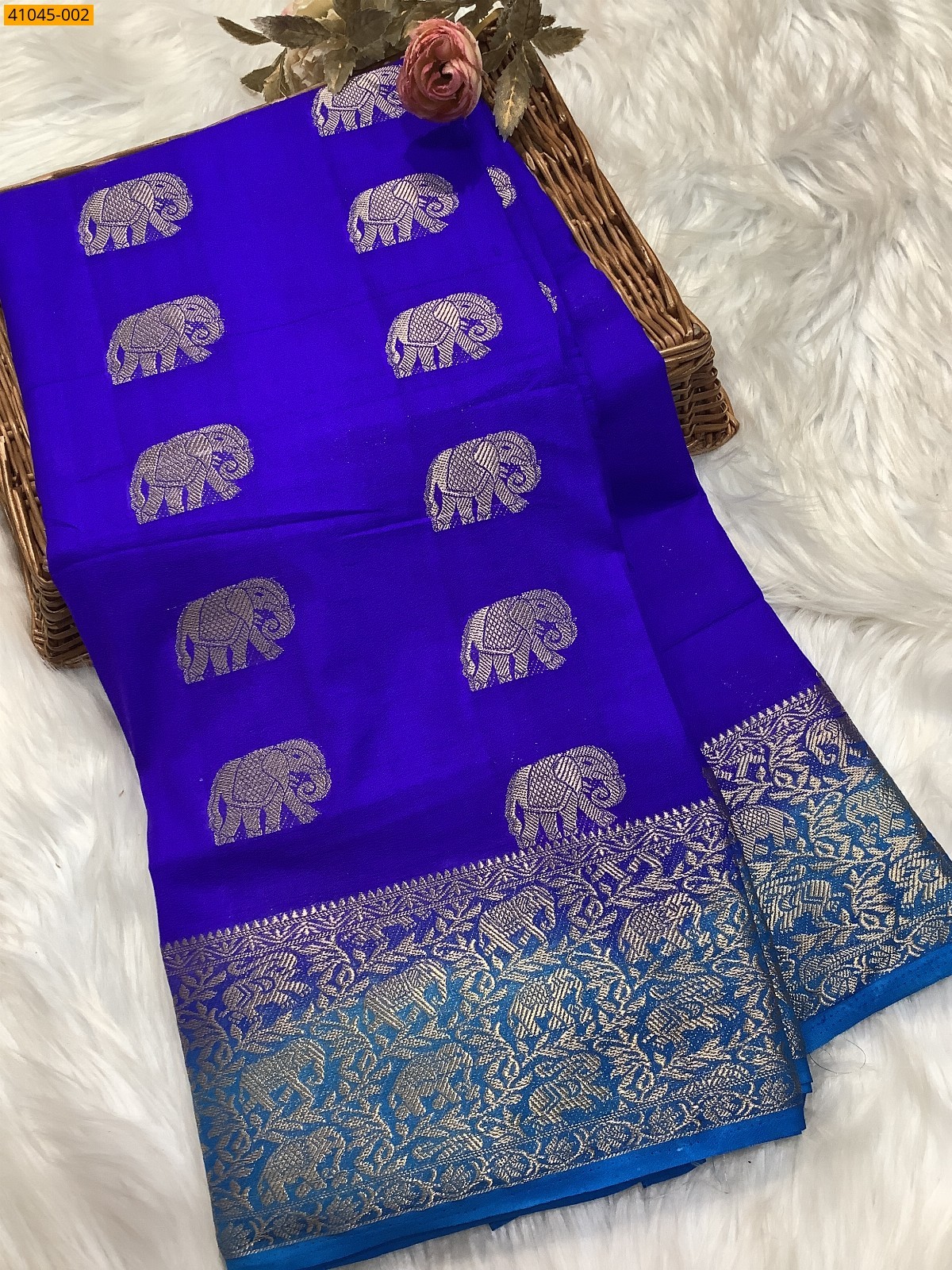 Royal Blue Fancy mysore warm crepe silk sarees