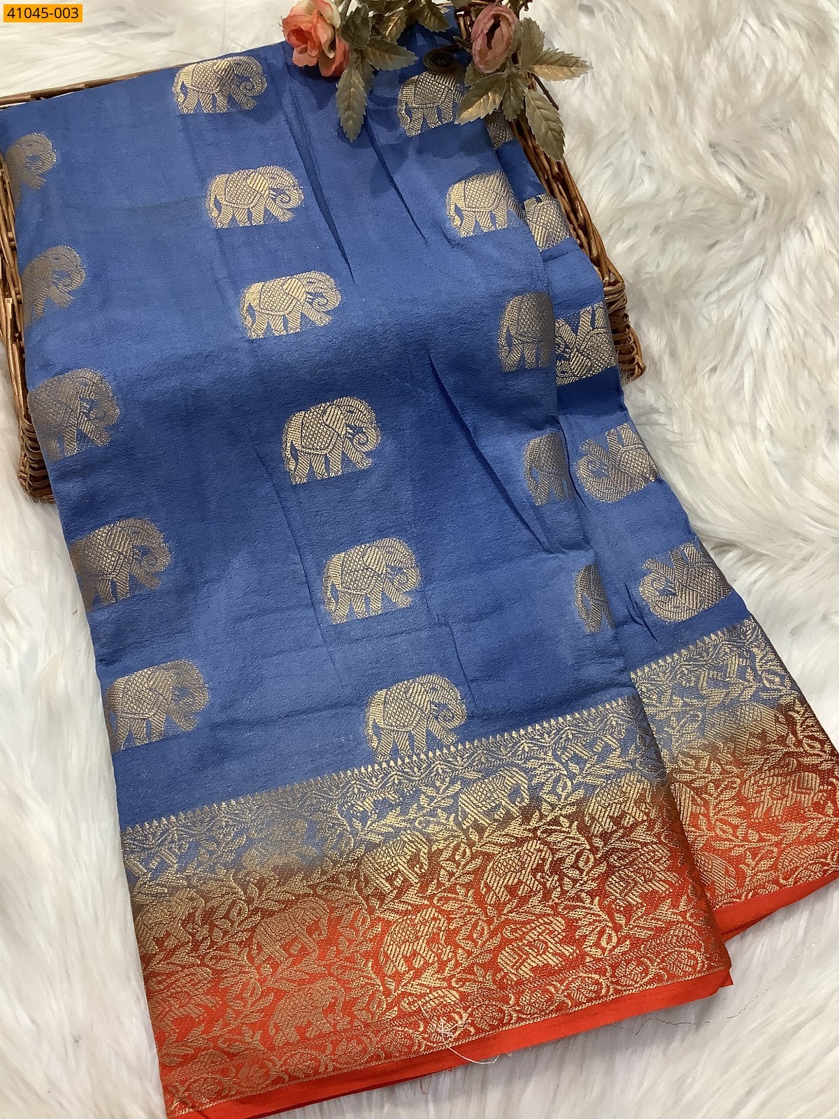 Blue Fancy mysore warm crepe silk sarees