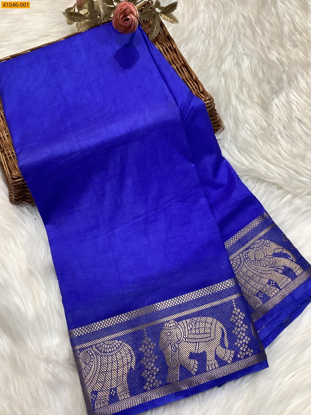 Royal Blue Viscose Warm Soft Crepe Silk Saree