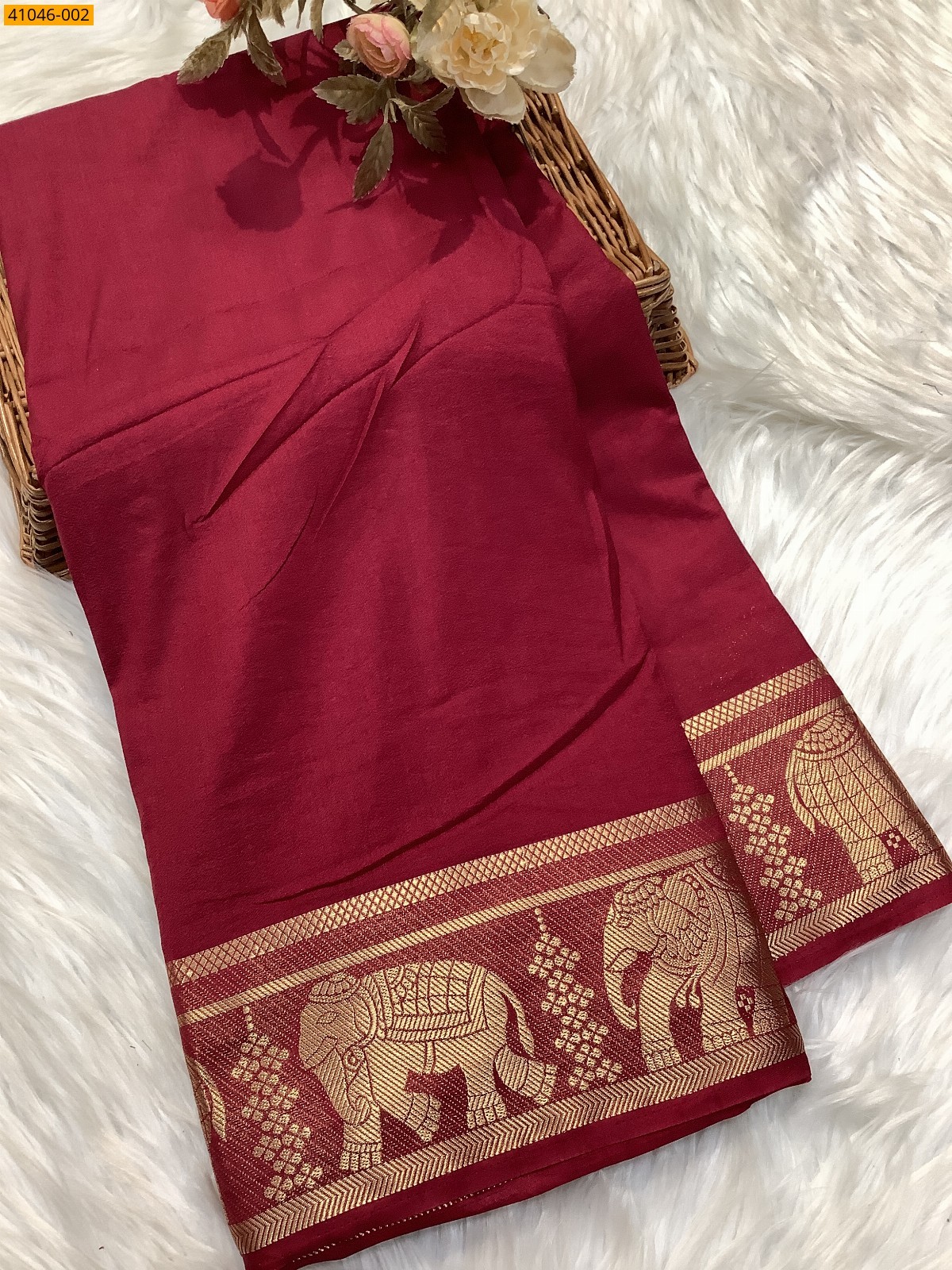 Maroon Viscose Warm Soft Crepe Silk Saree