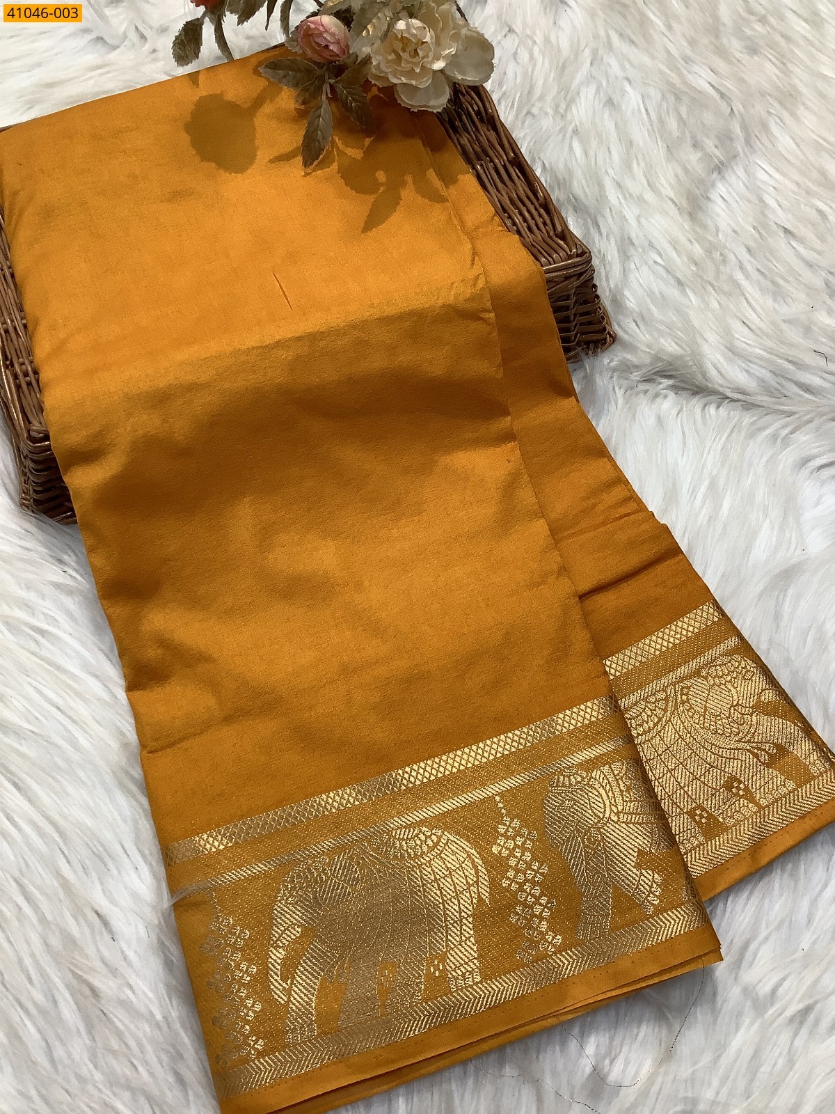 Yellow Viscose Warm Soft Crepe Silk Saree