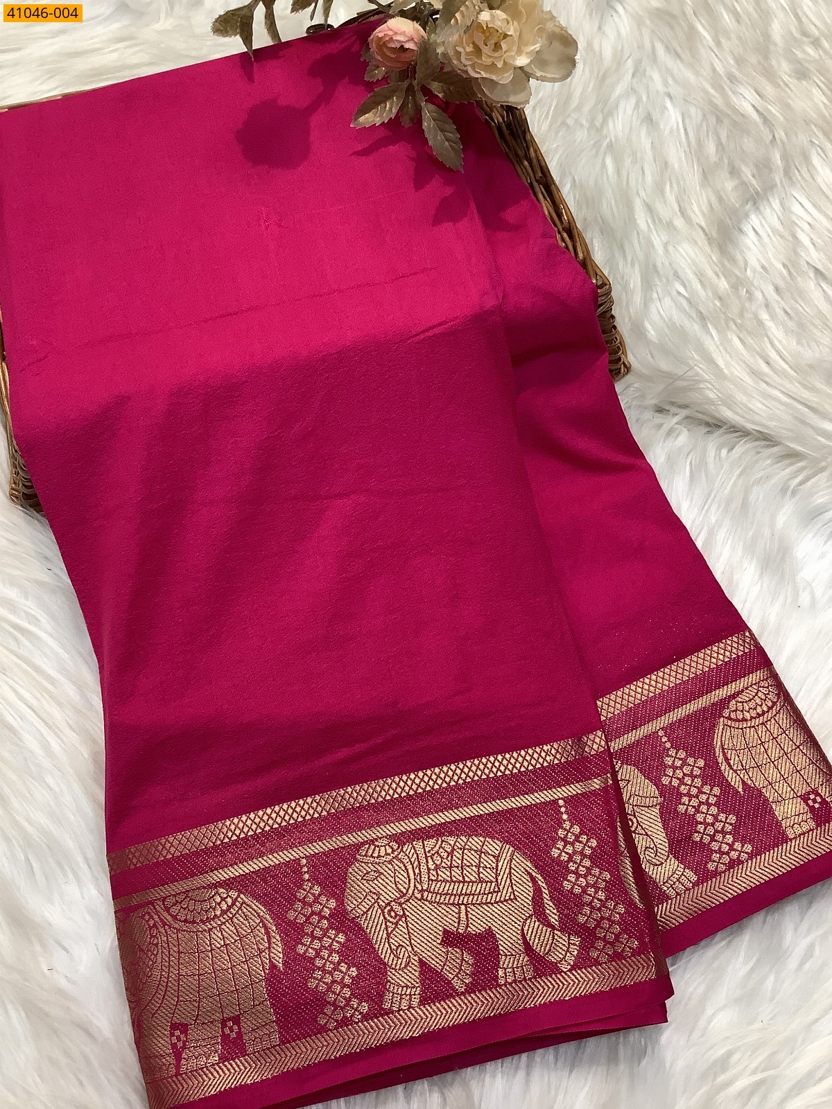 Pink Viscose Warm Soft Crepe Silk Saree