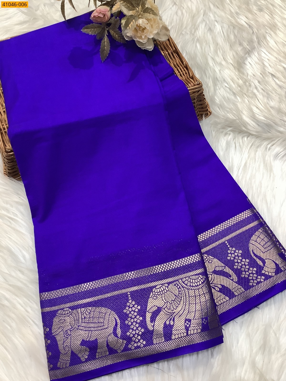Dark blue Viscose Warm Soft Crepe Silk Saree