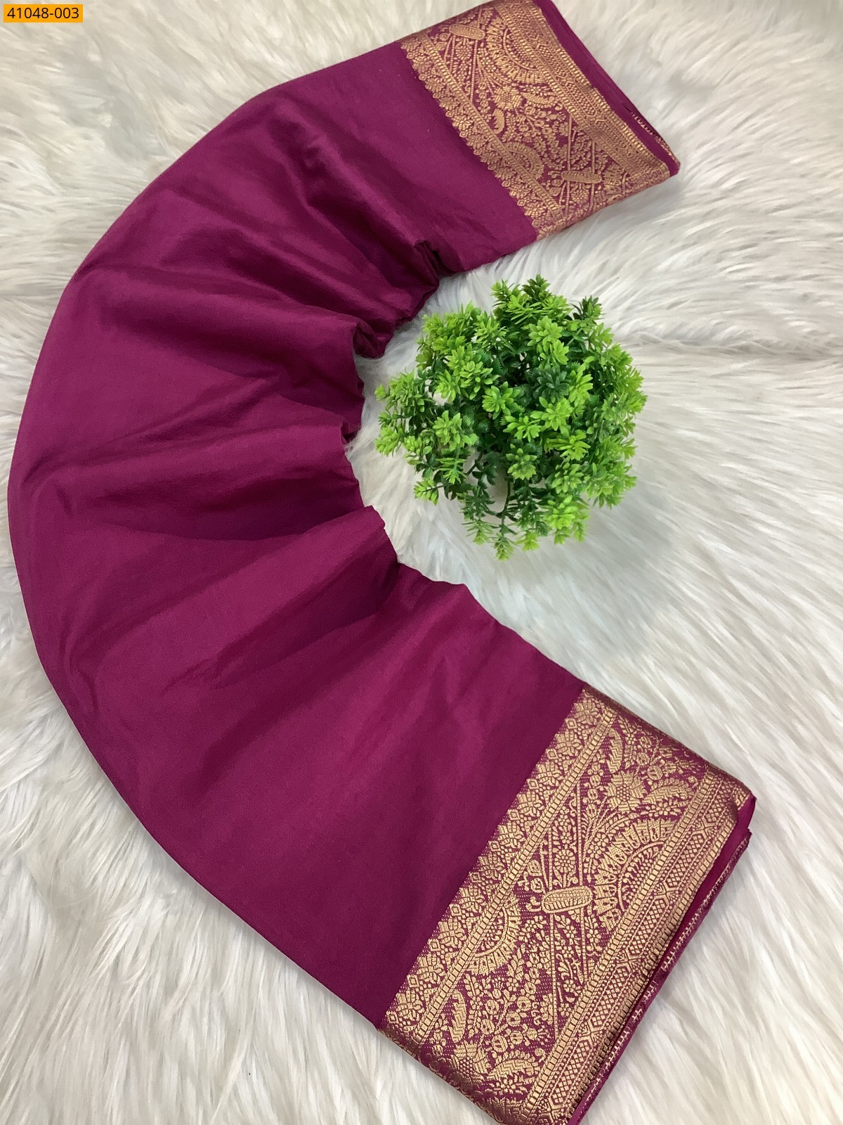 Purple Viscose Crush Crepe Silk Saree