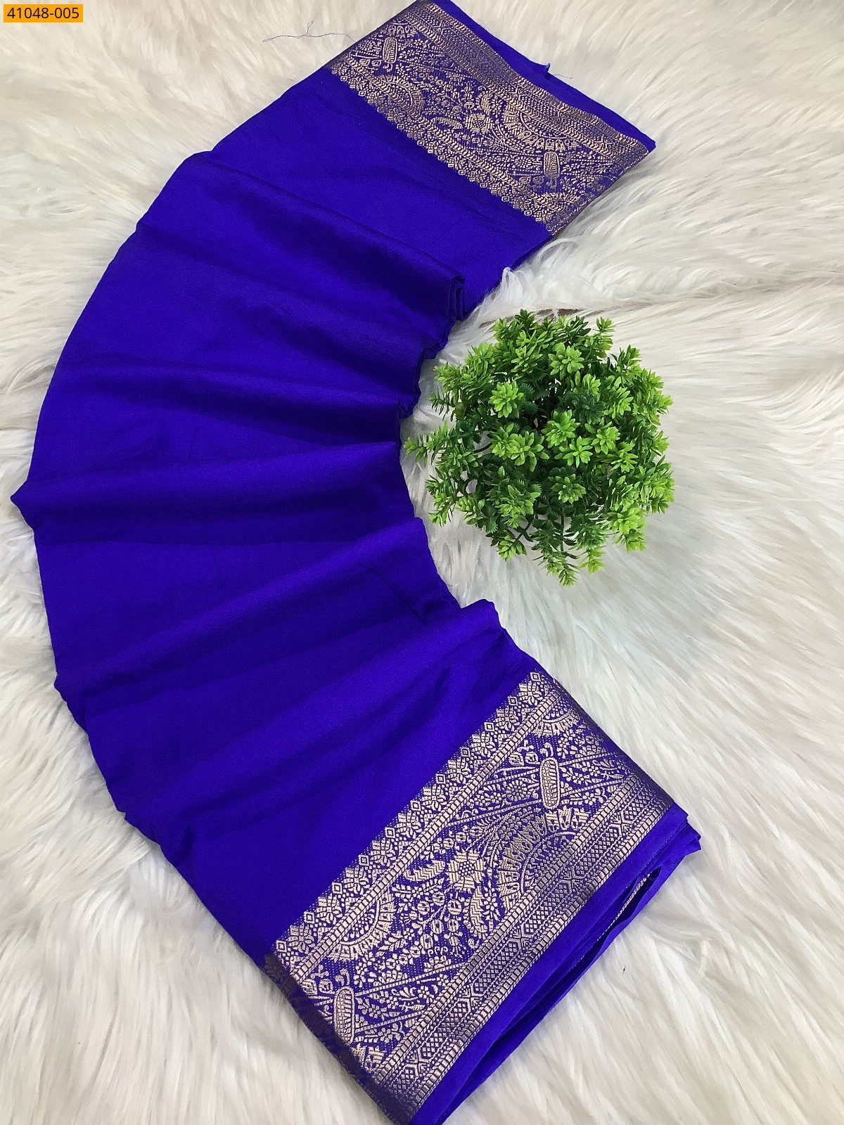 Royal Blue Viscose Crush Crepe Silk Saree