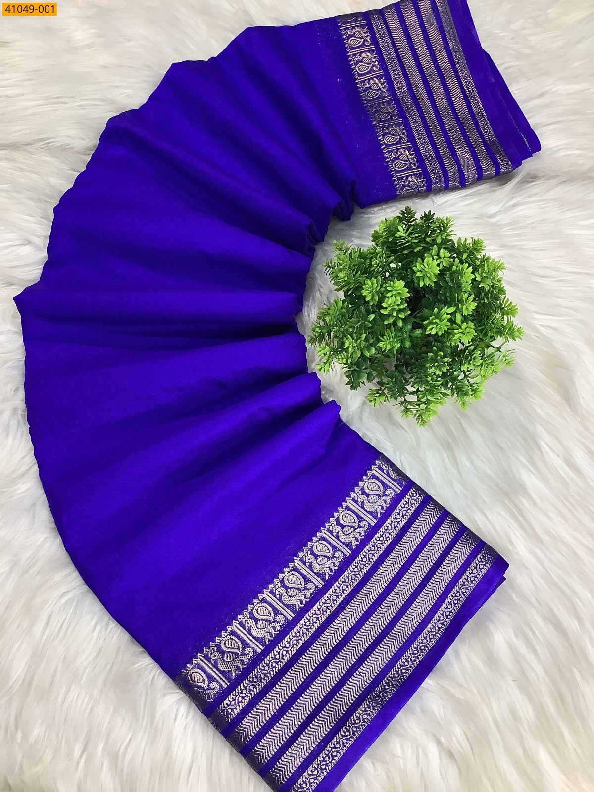 Royal Blue  Viscose Crush Crepe Silk Saree