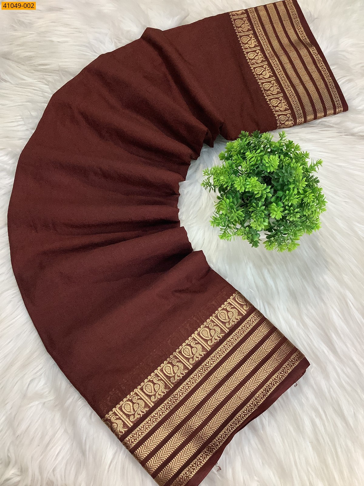 Brown  Viscose Crush Crepe Silk Saree