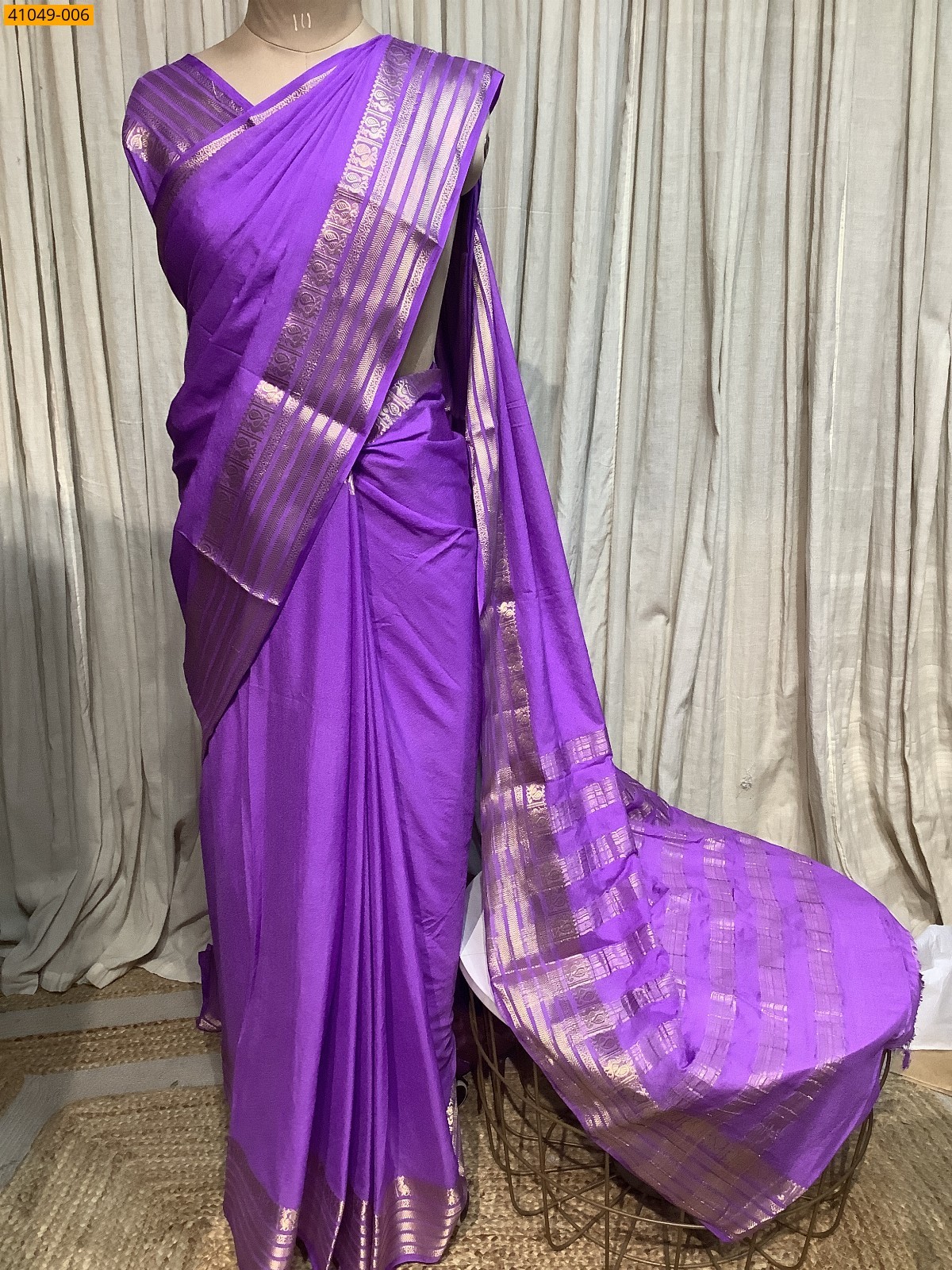 Lavendar  Viscose Crush Crepe Silk Saree