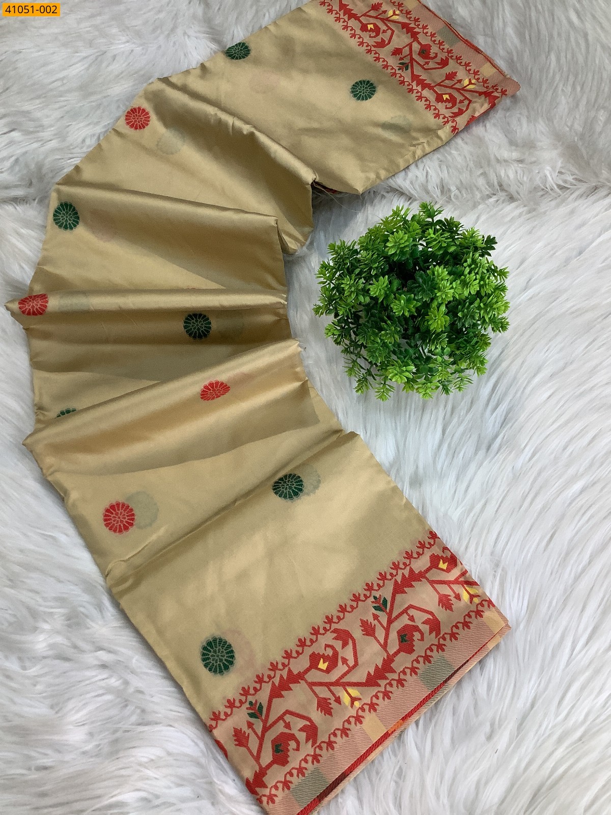 Beige With Red Kanjivuram fancy silk sarees