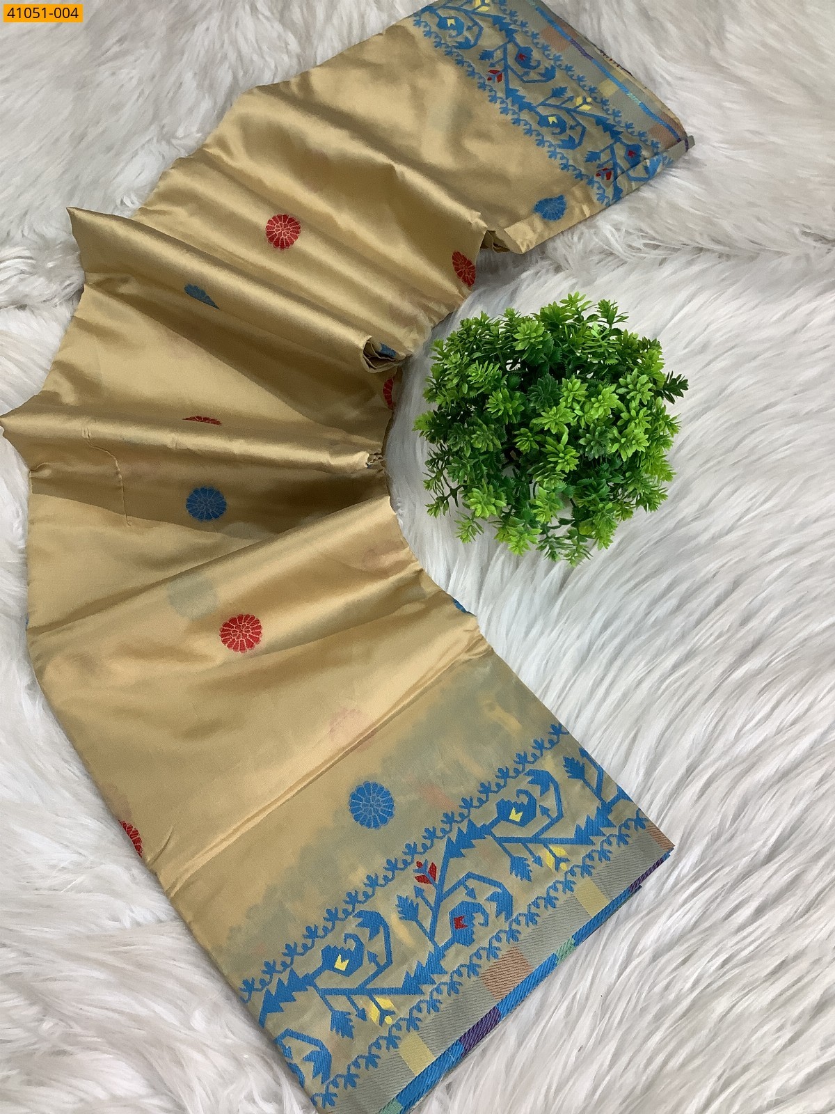 Beige With Blue Kanjivuram fancy silk sarees