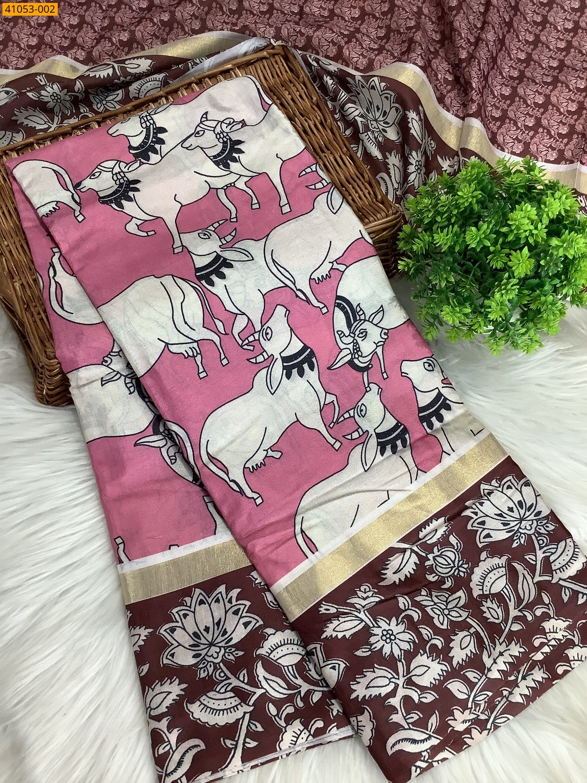 Pink Fancy Silk mulmul Saree