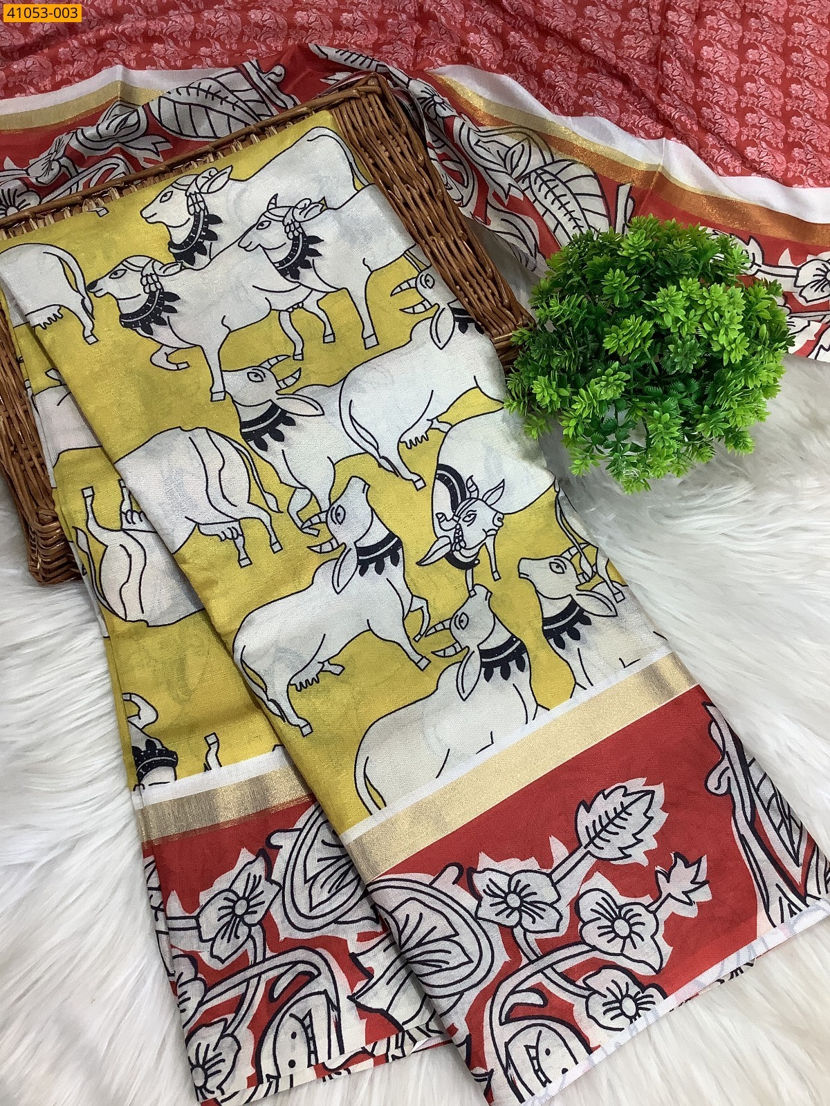 Yellow Fancy Silk mulmul Saree