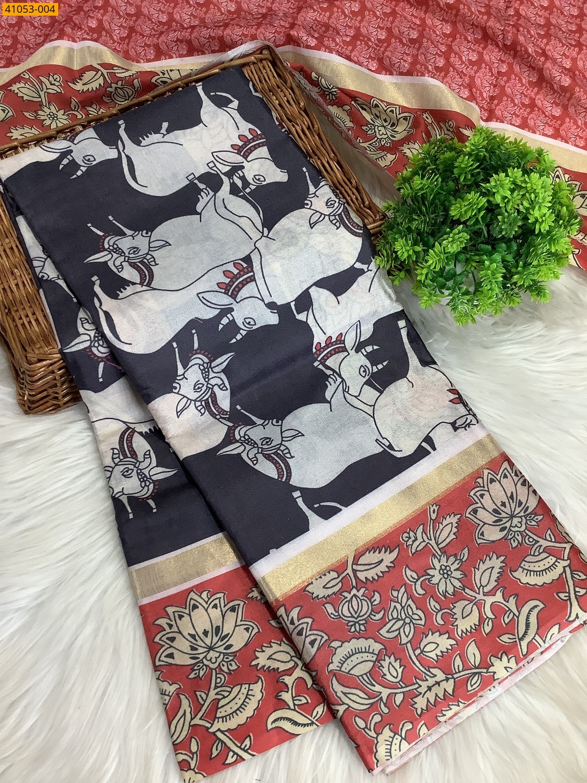 Black Fancy Silk mulmul Saree