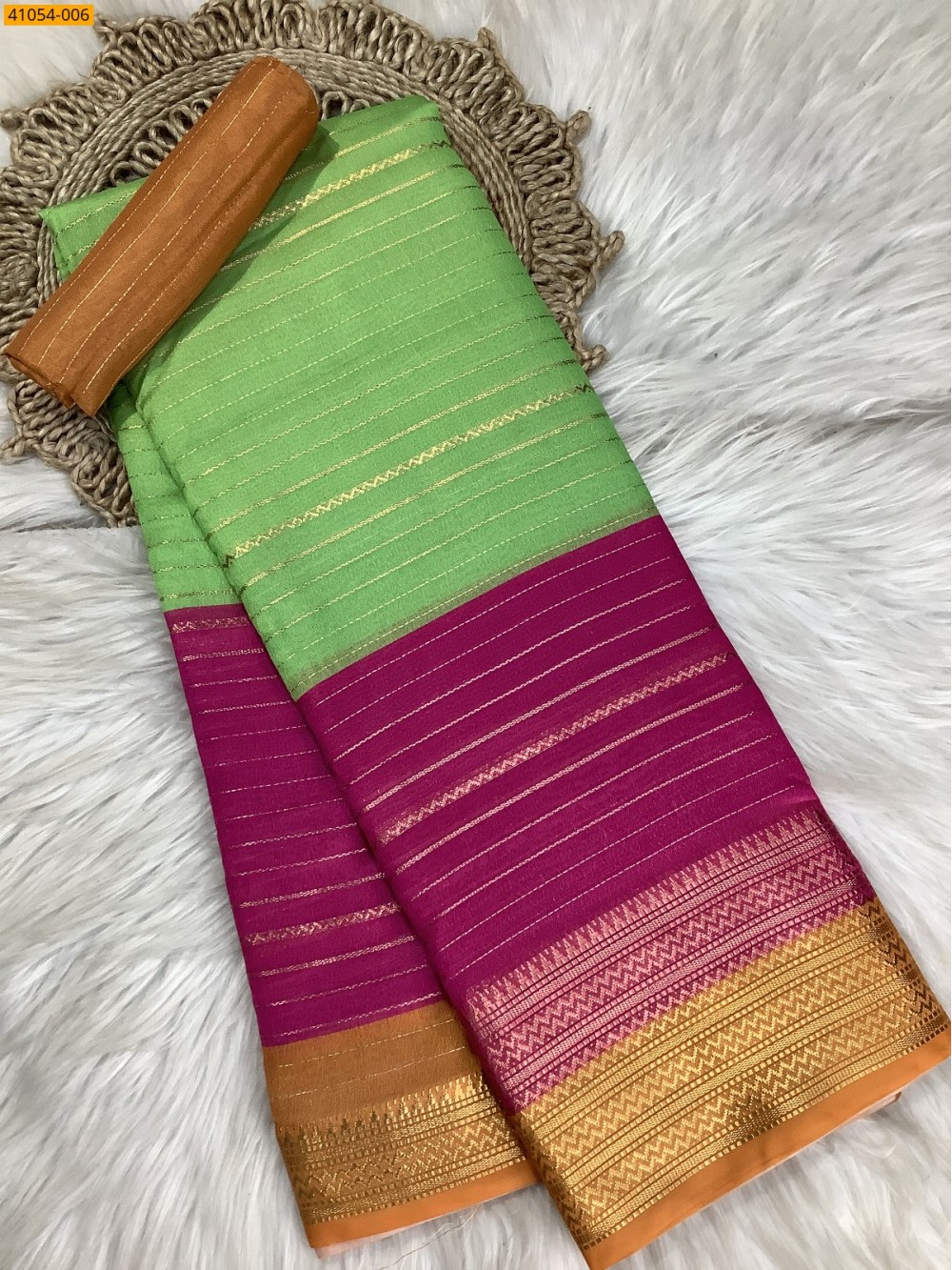 Green With Pink Fancy mysore warm silk saree Green With Pink Fancy mysore warm silk saree