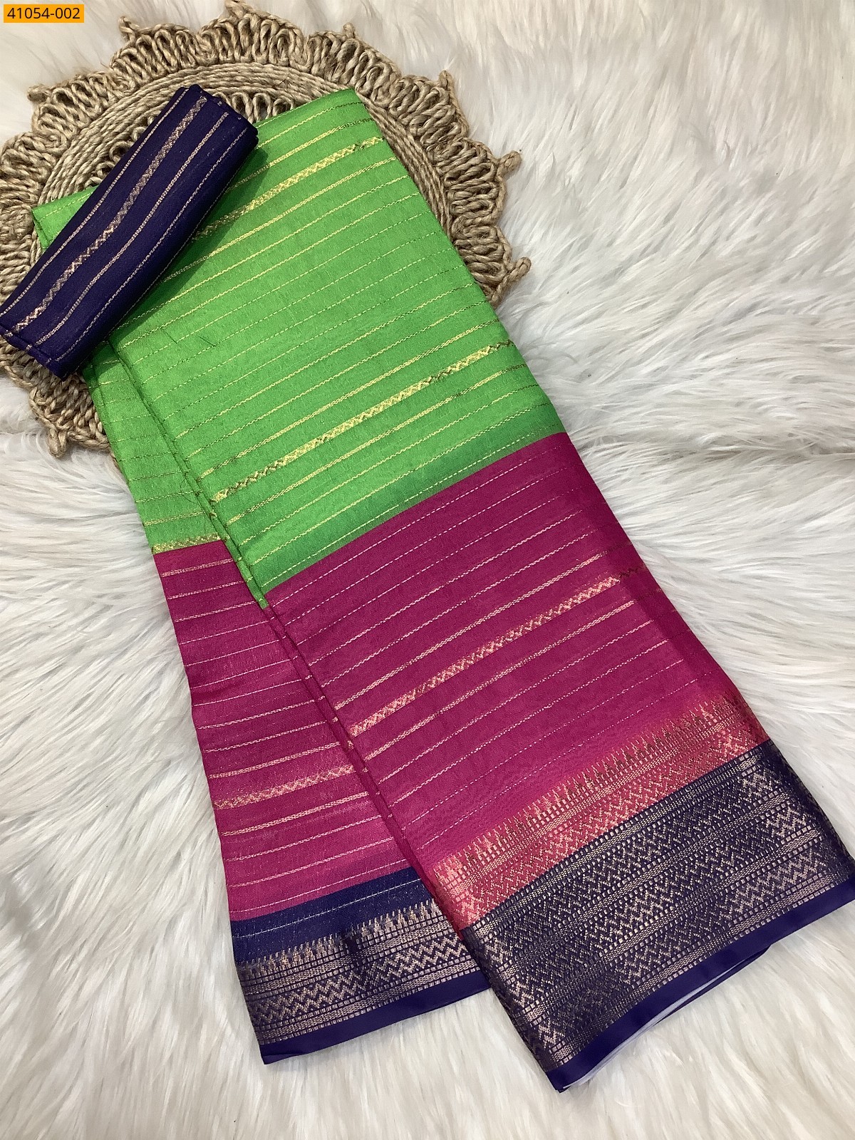 Green With Pink Fancy mysore warm silk saree