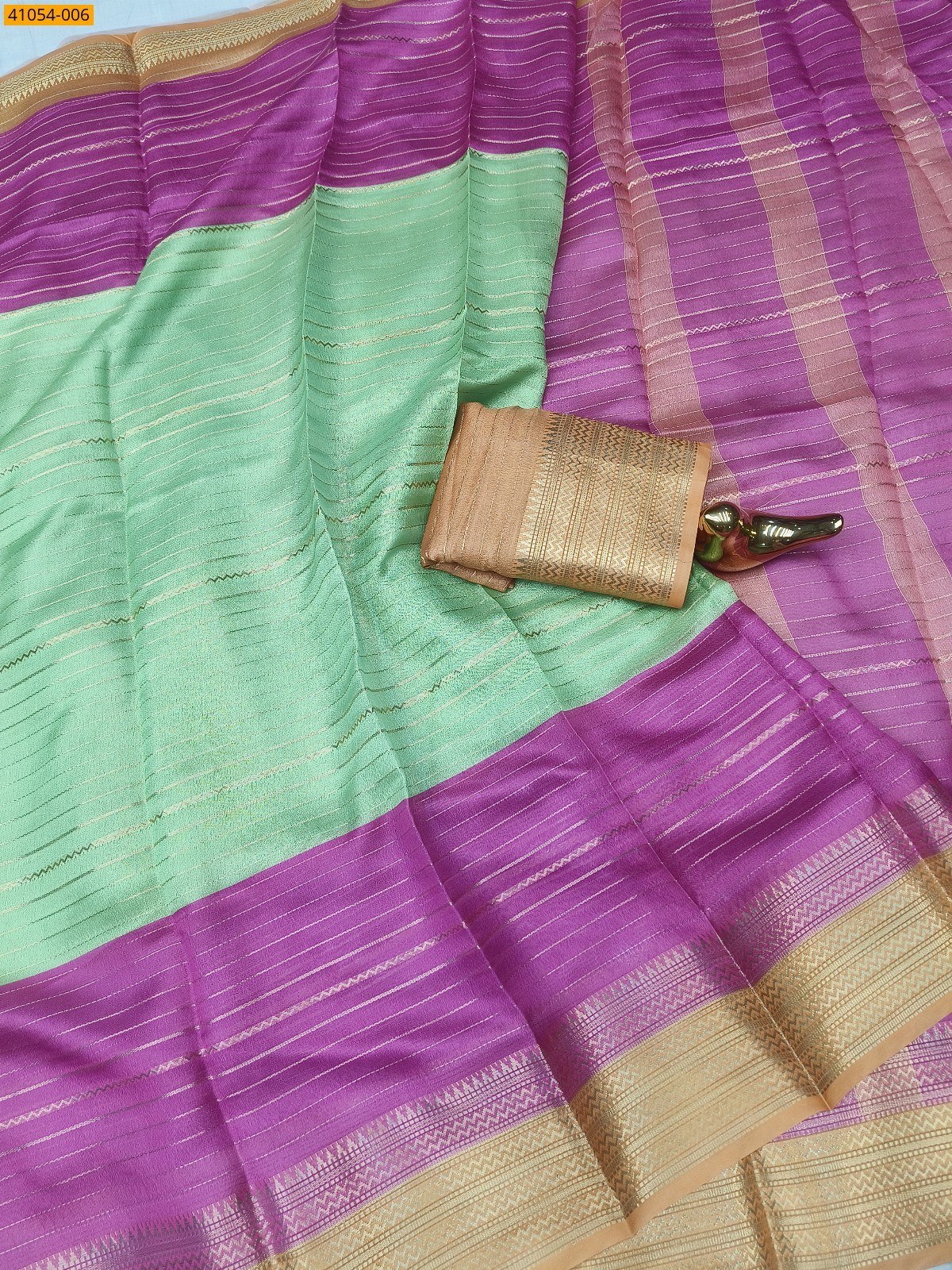 Green With Pink Fancy mysore warm silk saree