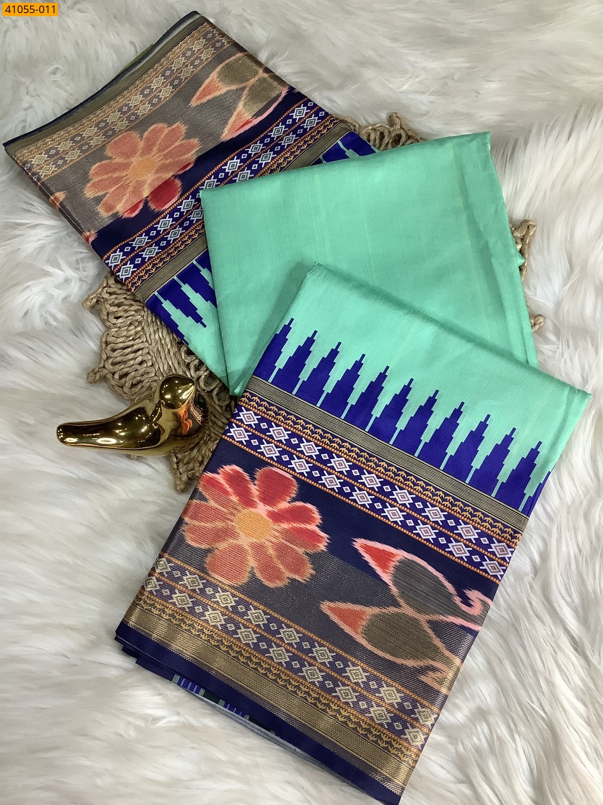 Green Pochampally Printed Dola Silk Saree