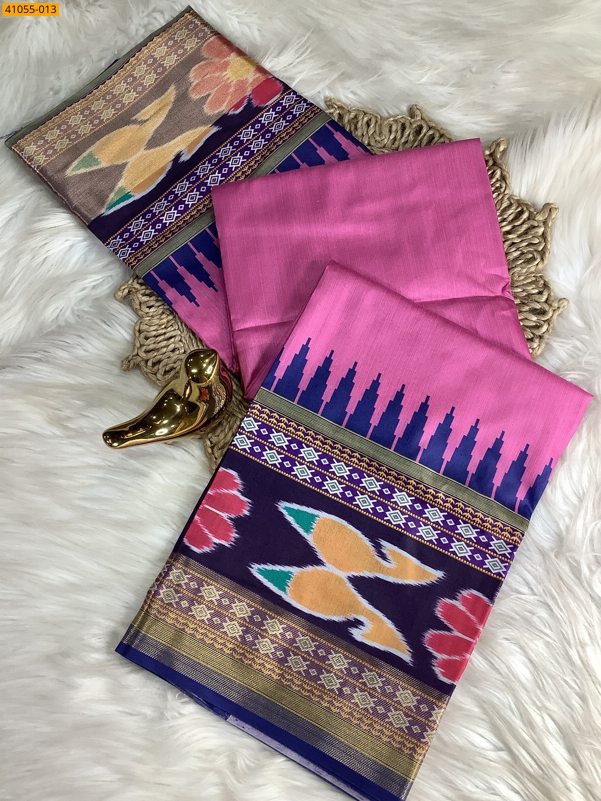 Rose Pochampally Printed Dola Silk Saree