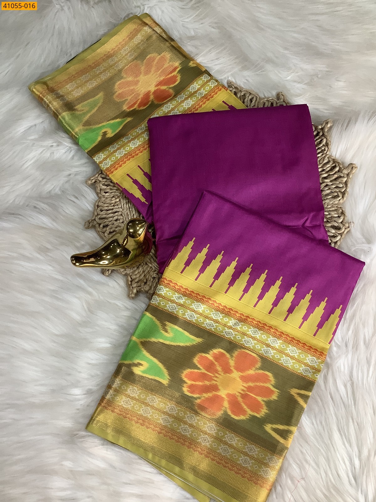 Purple Pochampally Printed Dola Silk Saree