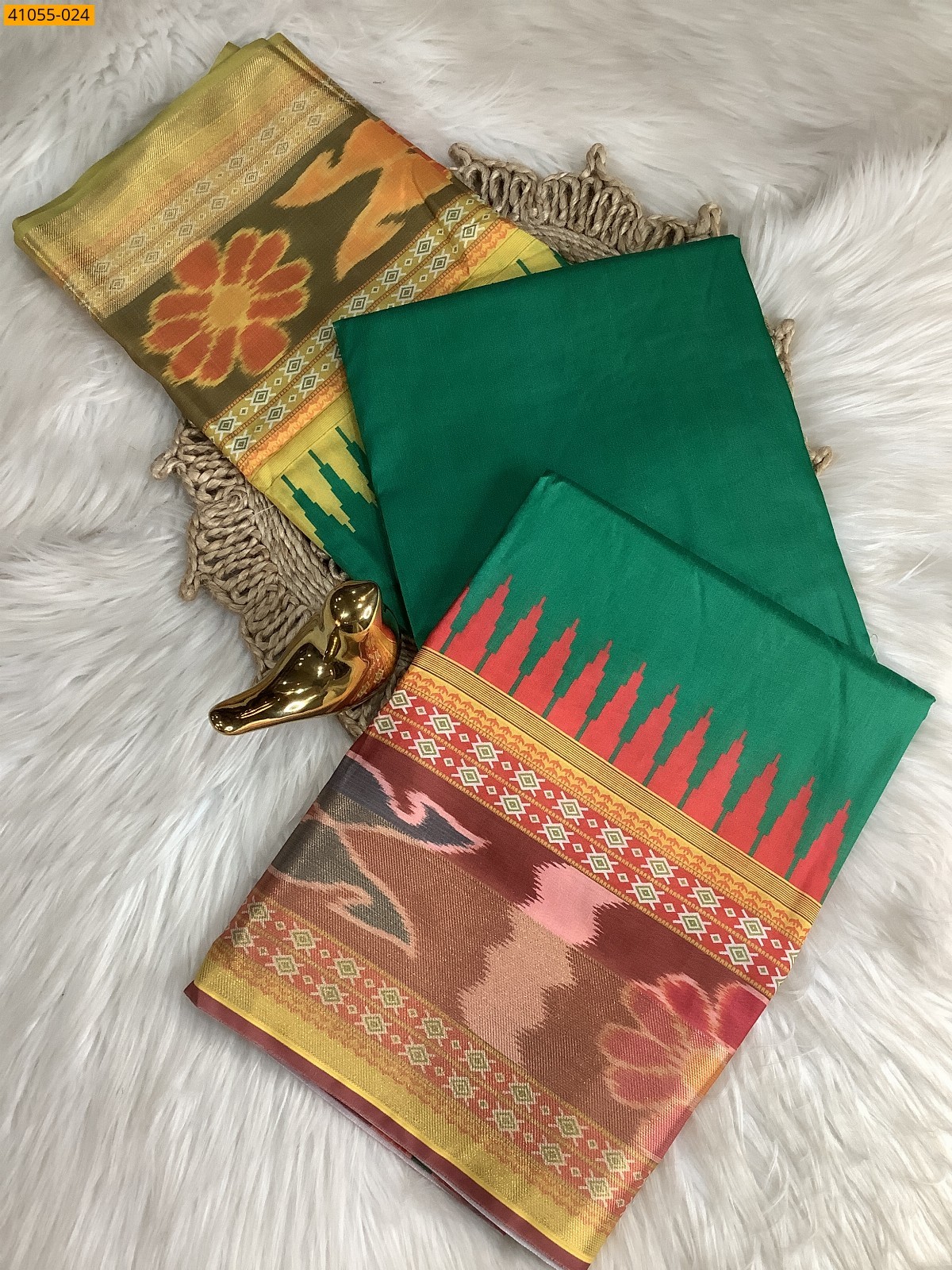 Green Pochampally Printed Dola Silk Saree