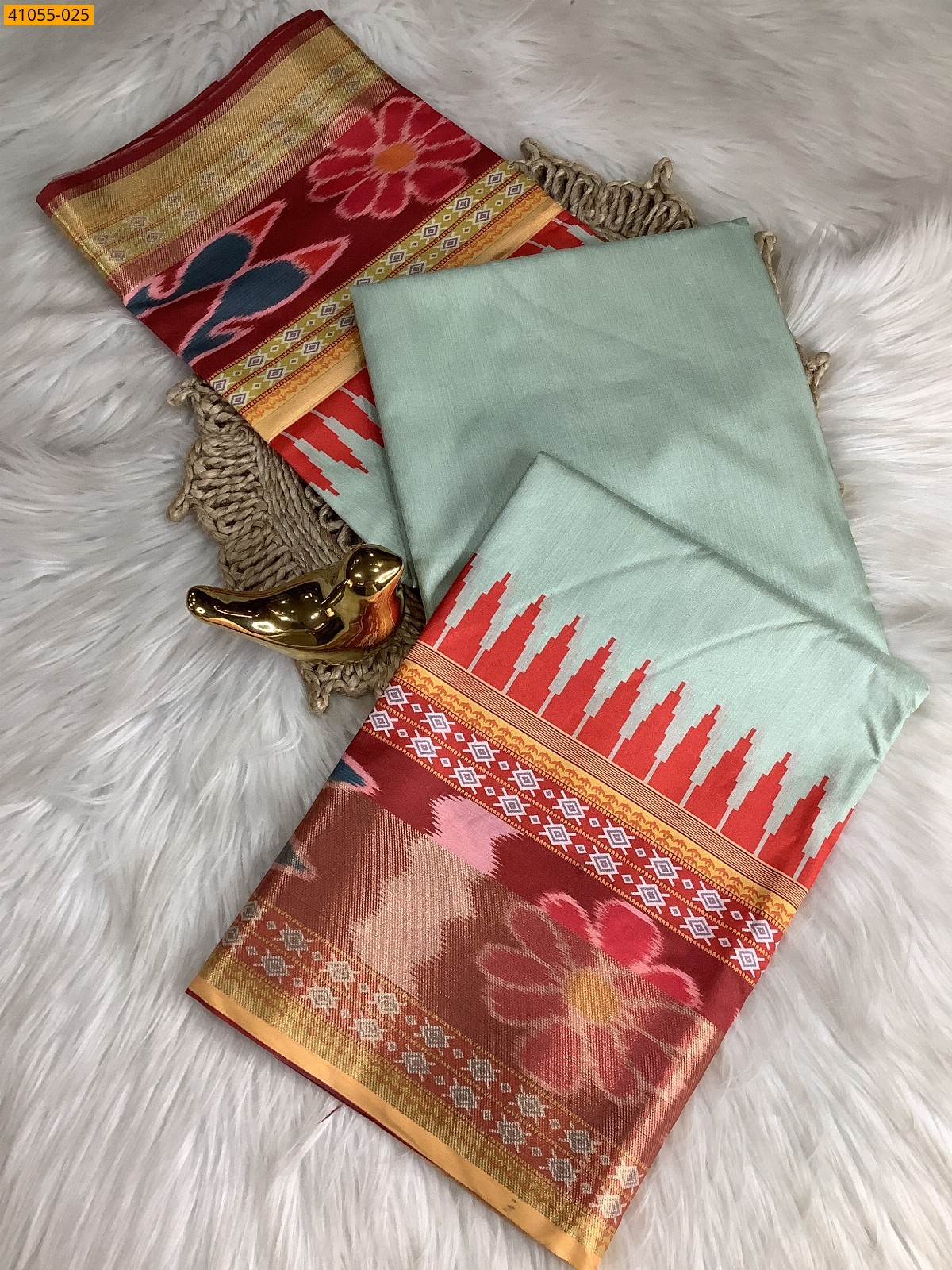 Blue Pochampally Printed Dola Silk Saree