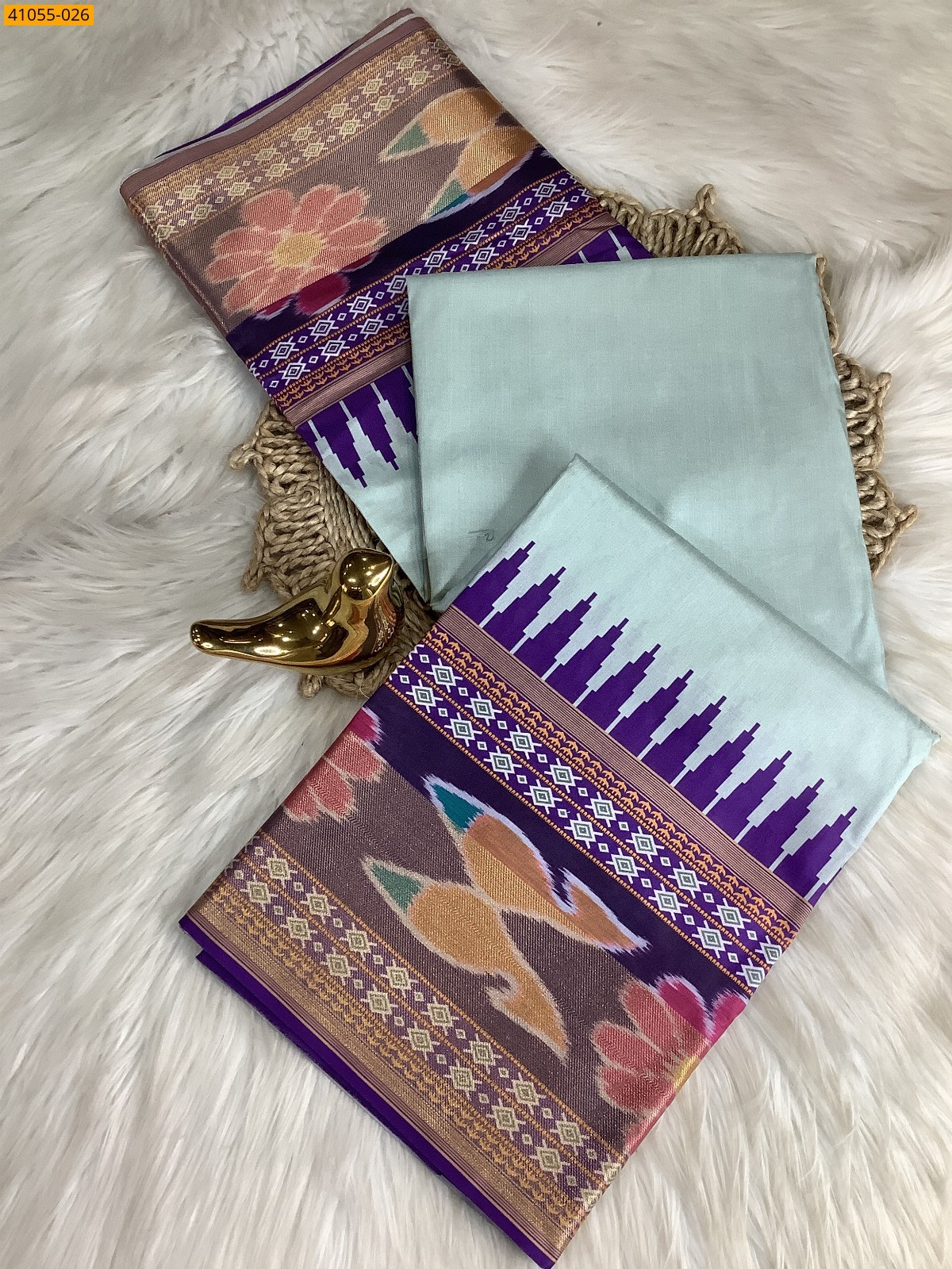 Blue Pochampally Printed Dola Silk Saree