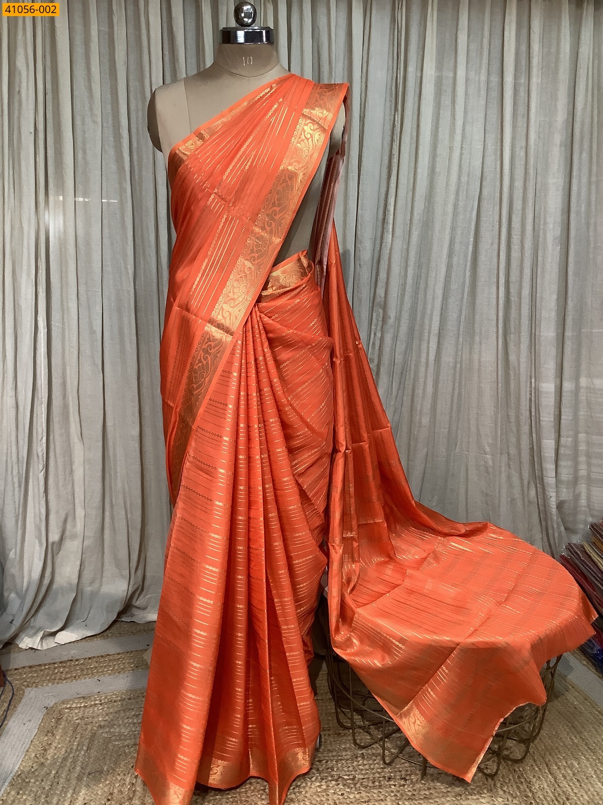 Orange Fancy mysore warm silk saree