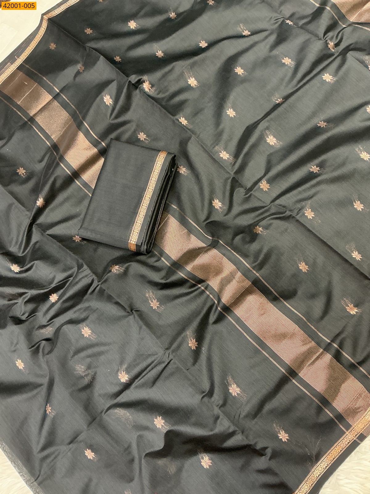 Black Maheswari Cotton Saree