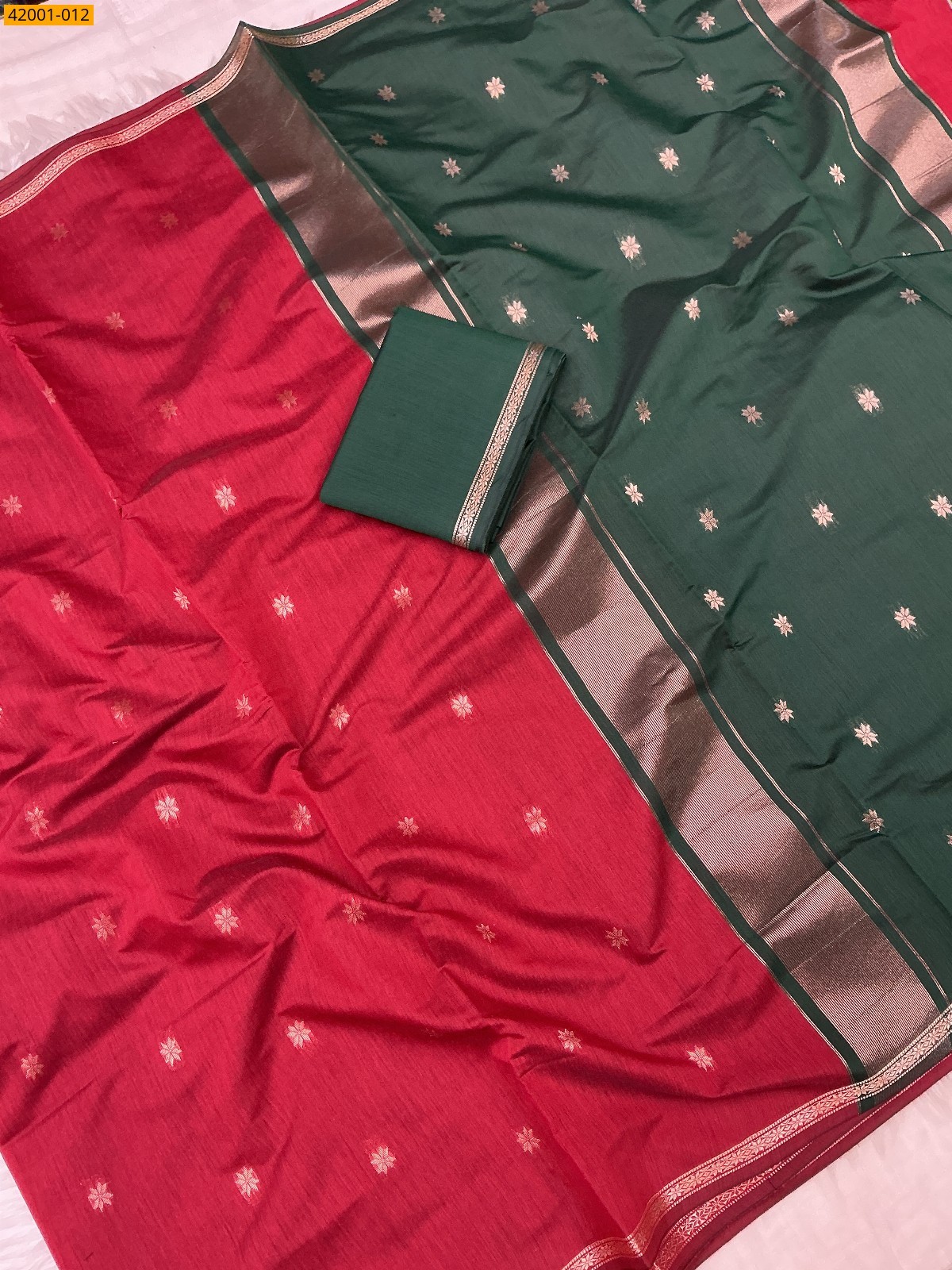 Red Maheswari Cotton Saree