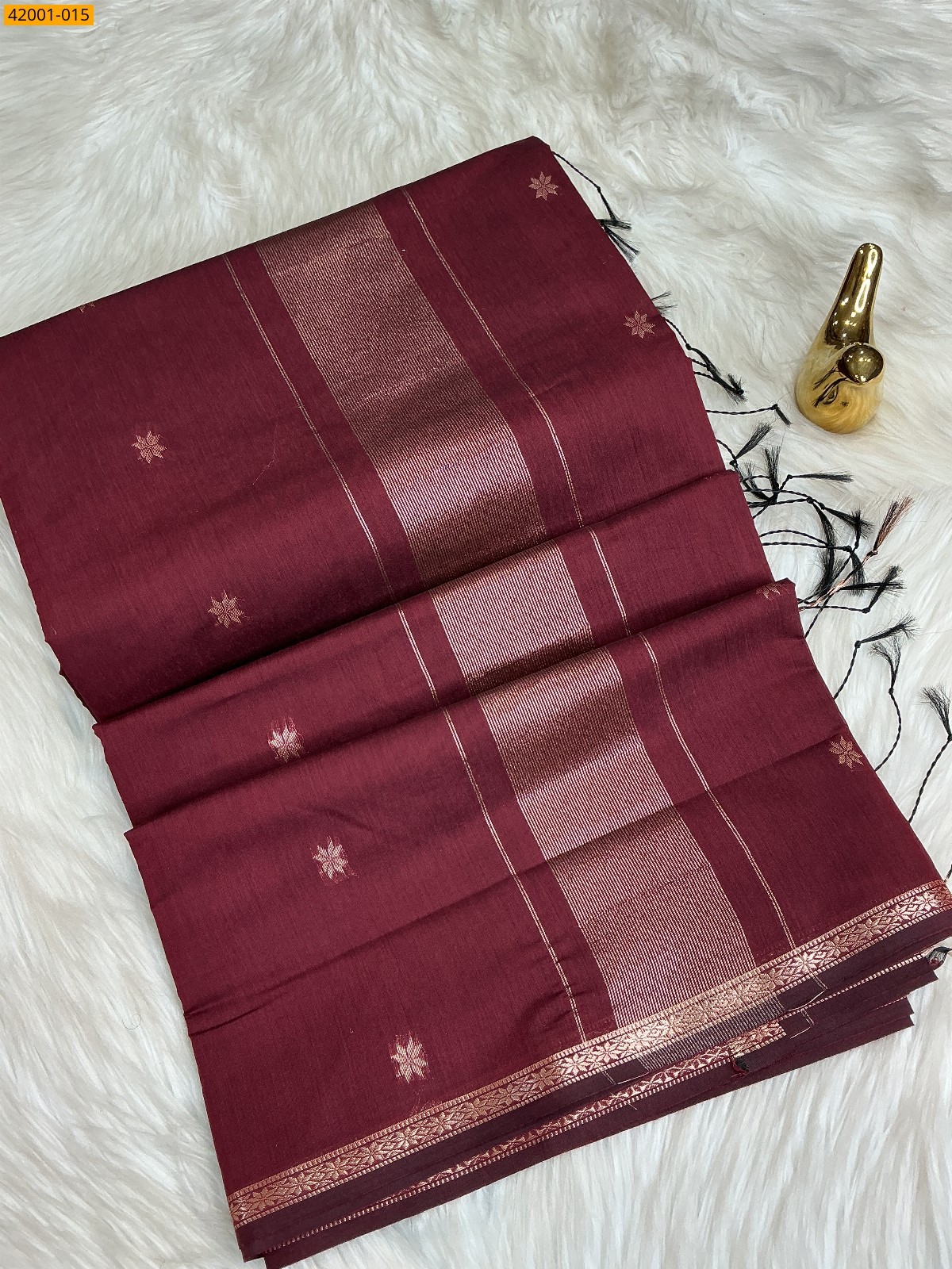 Maroon Maheswari Cotton Saree