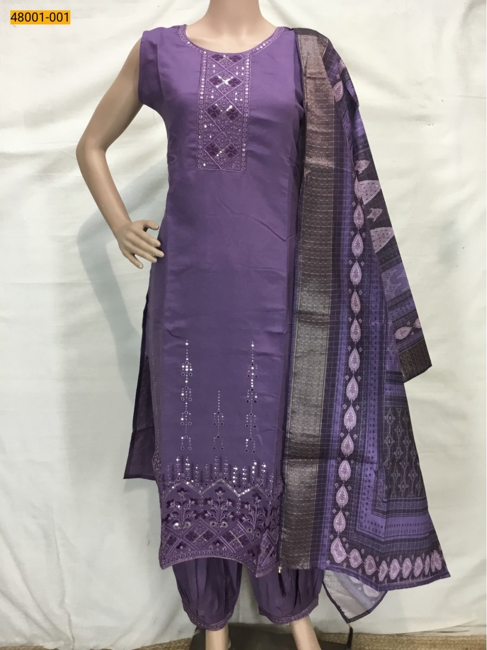 Violet Soft Roman Silk Salwar Suit