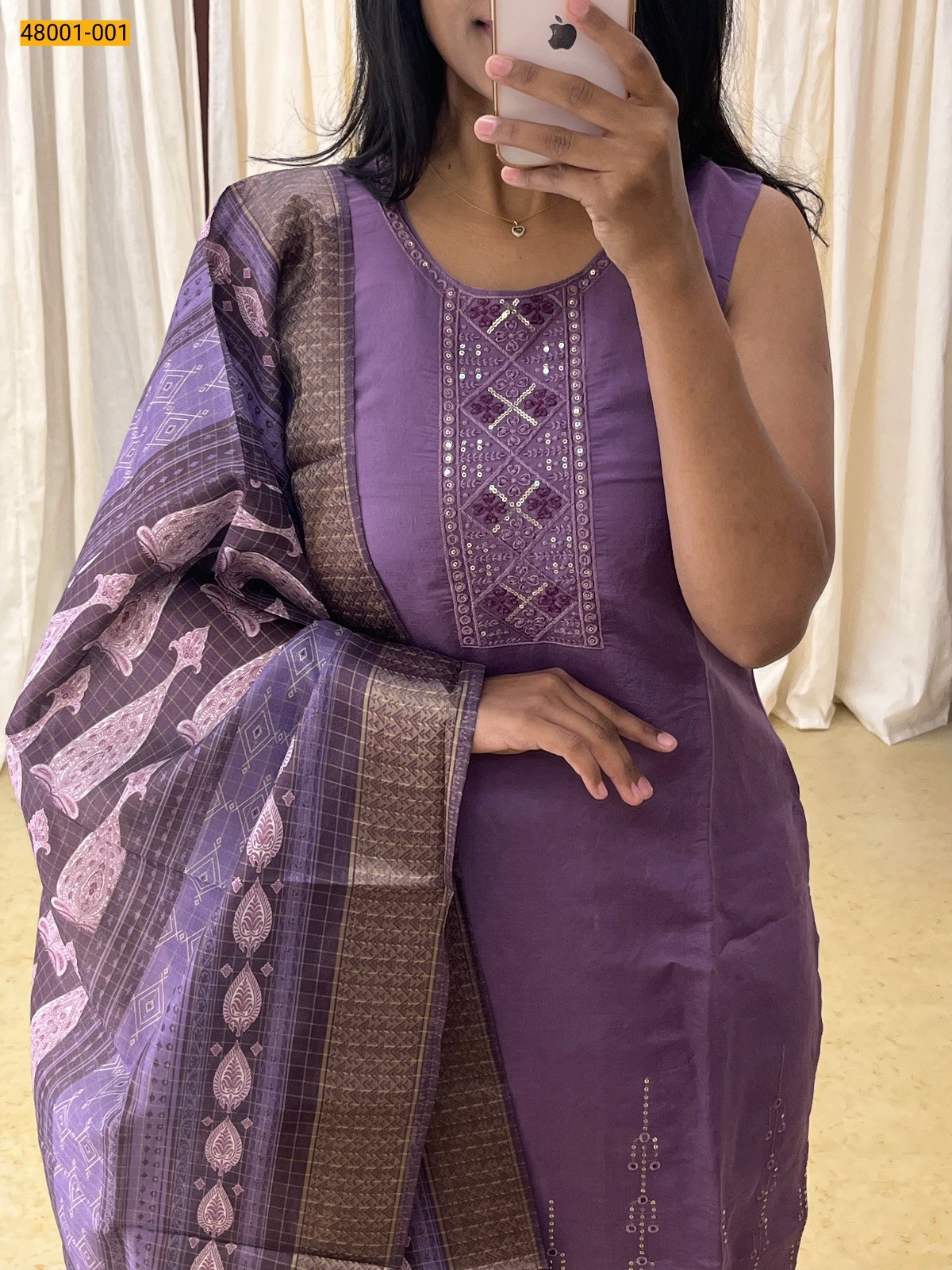 Violet Soft Roman Silk Salwar Suit