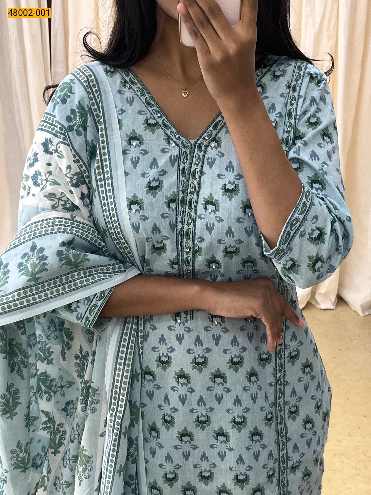 Blue Cotton Salwar Stitched Suit