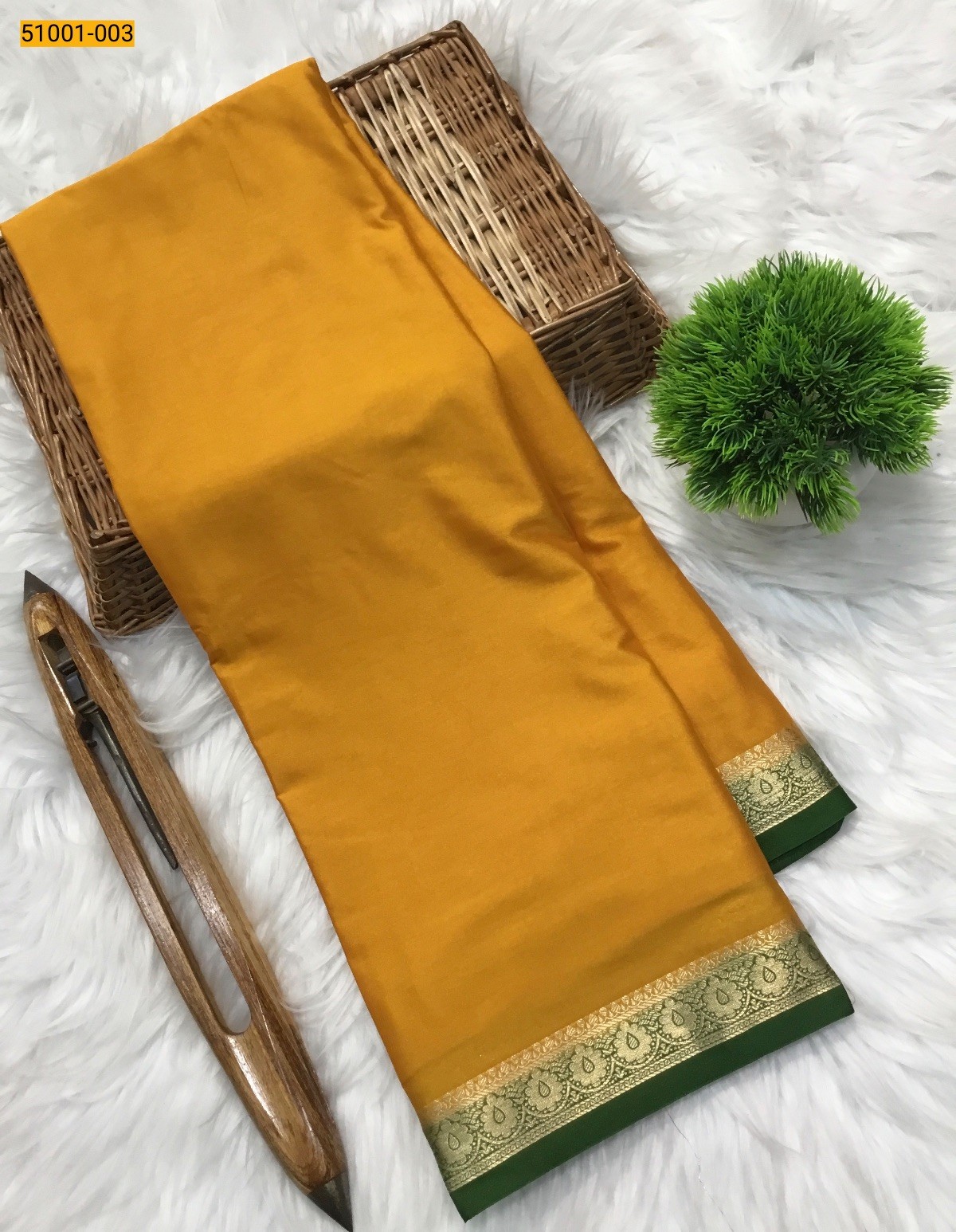 Yellow Mysore Fancy Crepe Silk Saree